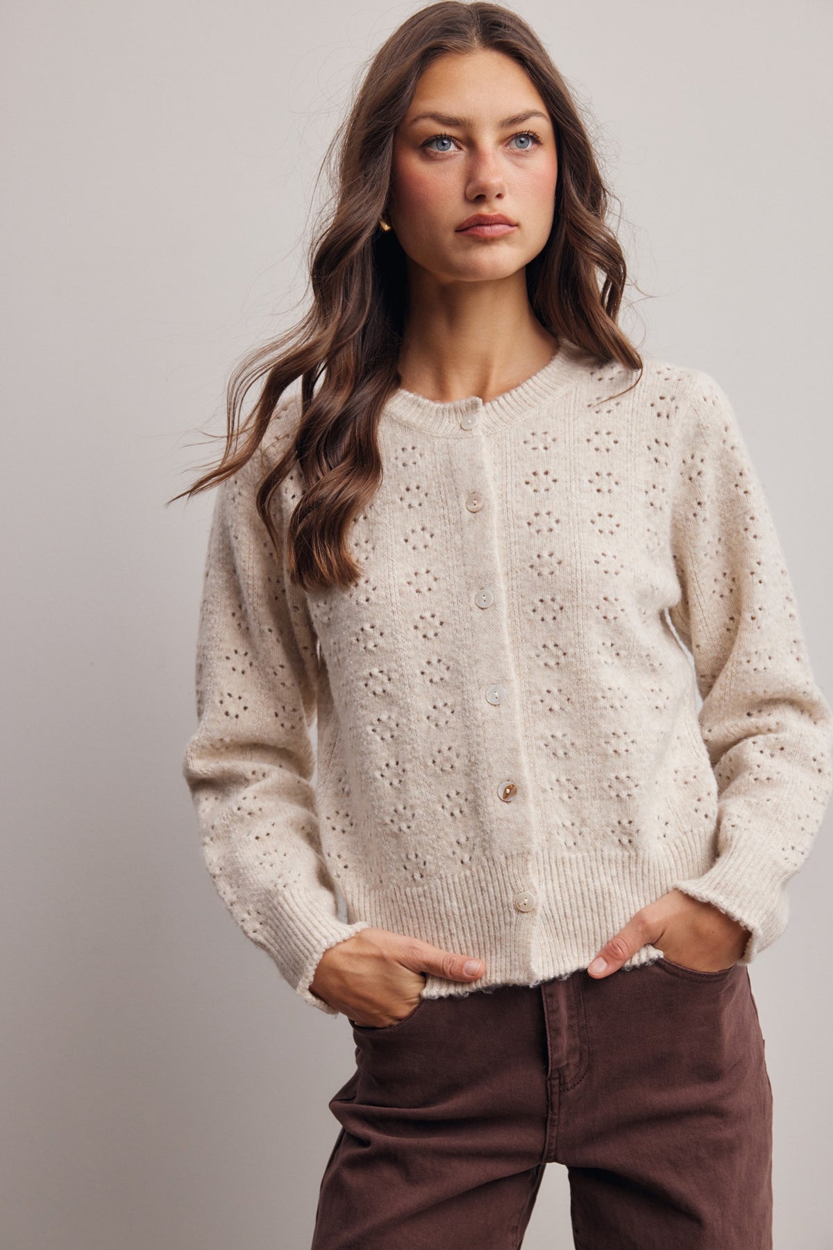 VICKIE POINTELLE CARDIGAN