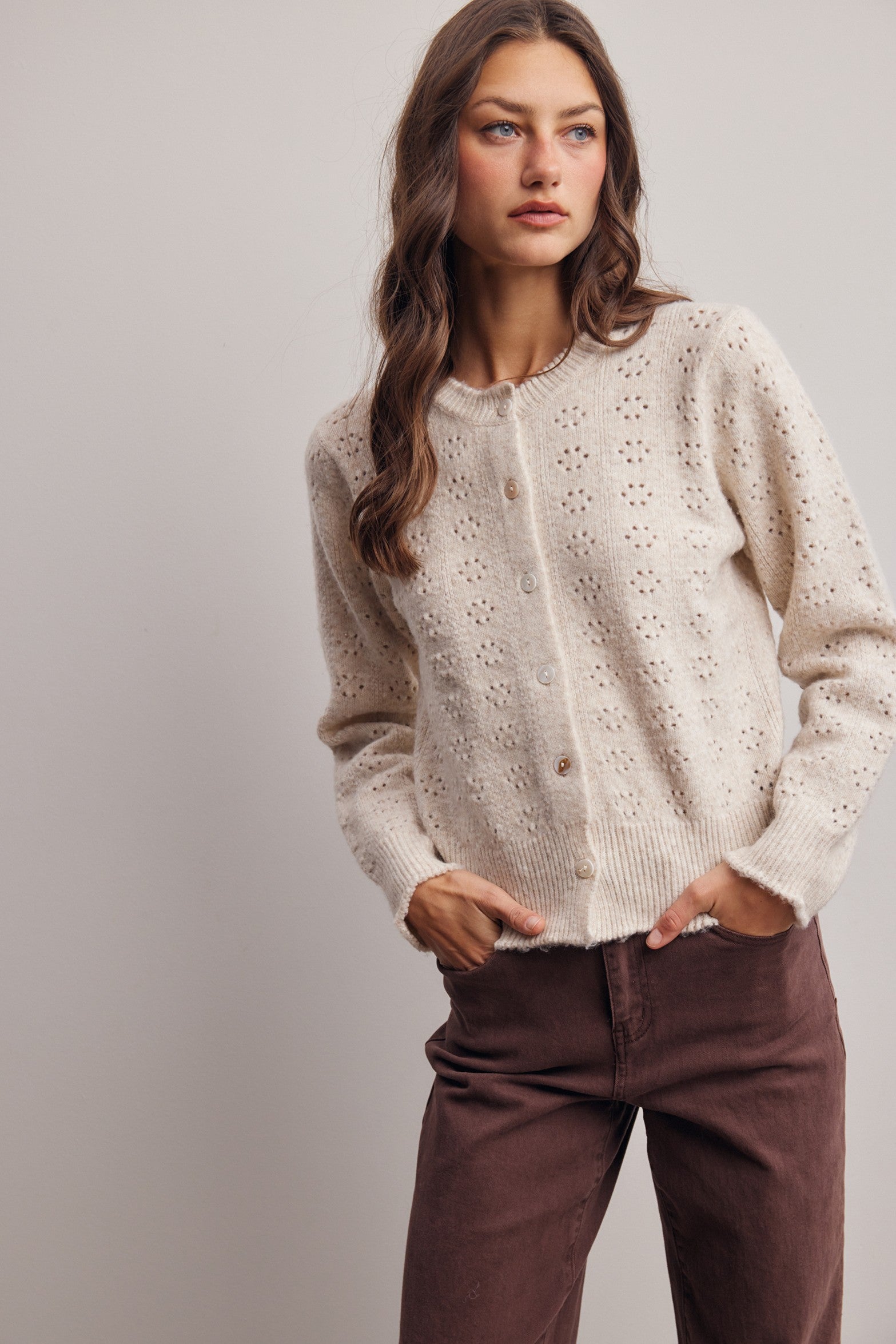 VICKIE POINTELLE CARDIGAN