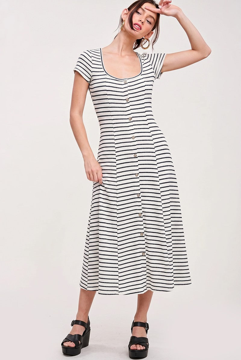 Coastal Striped Midi Dress