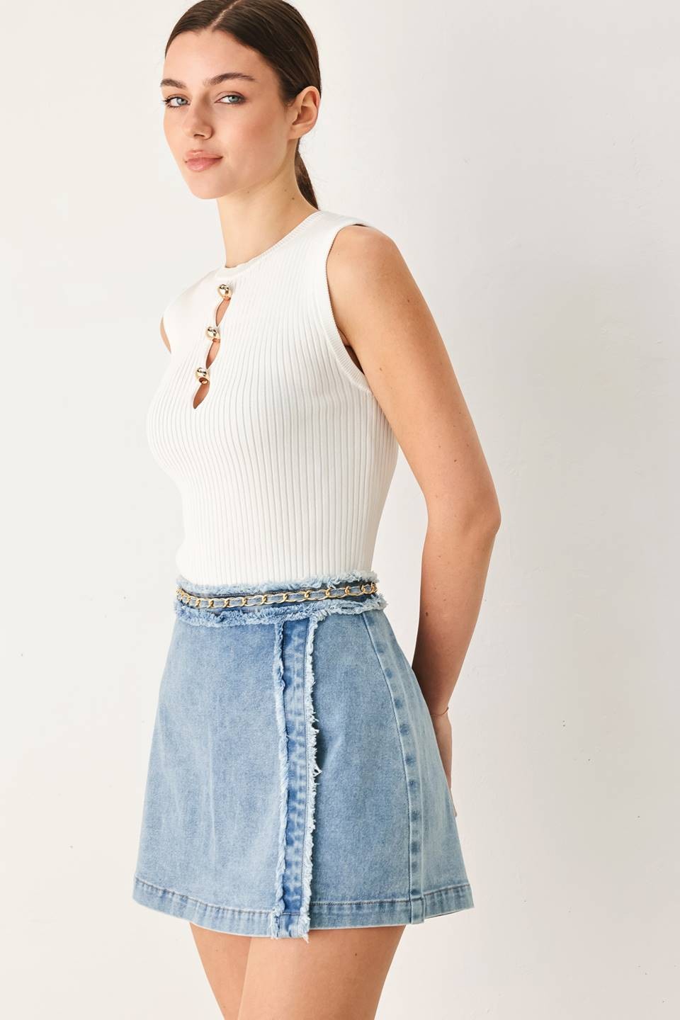 SYLVIANNE DENIM SKORT