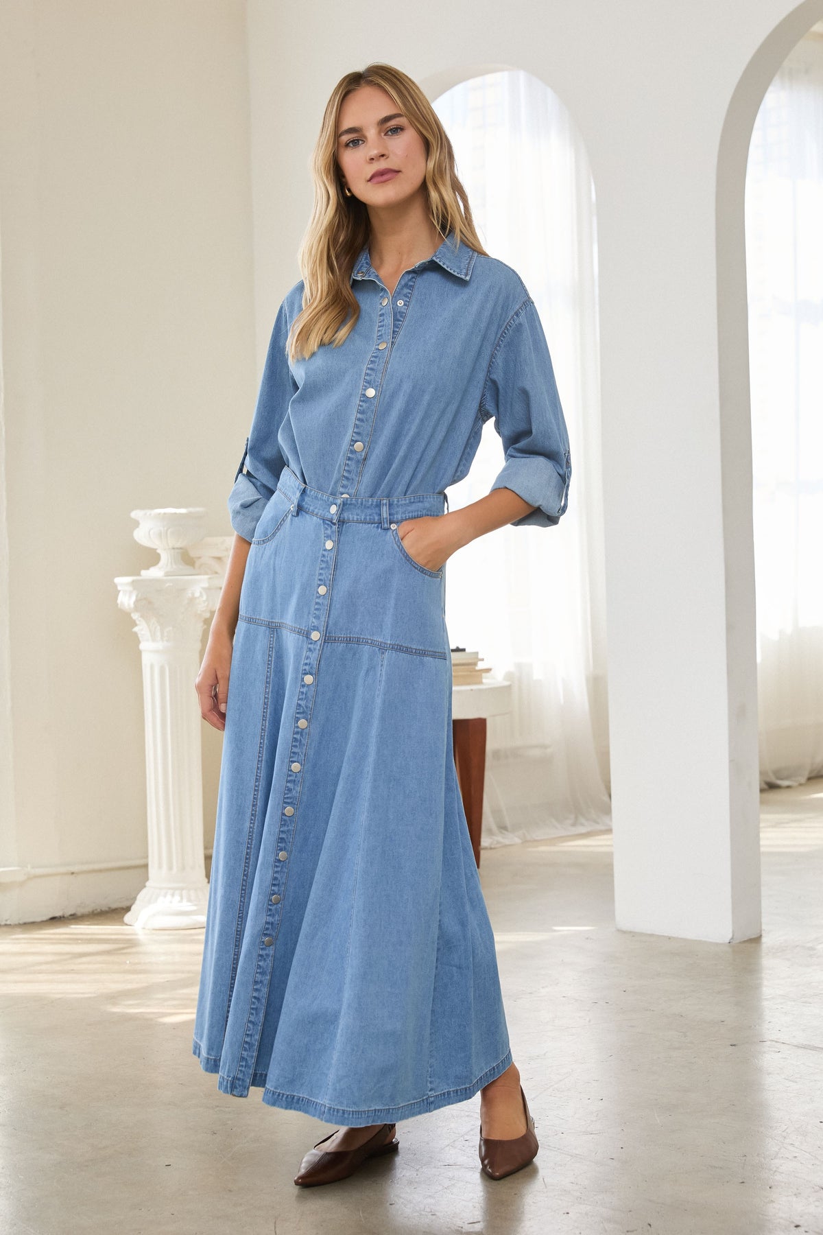 KARRIE DENIM MAXI SKIRT