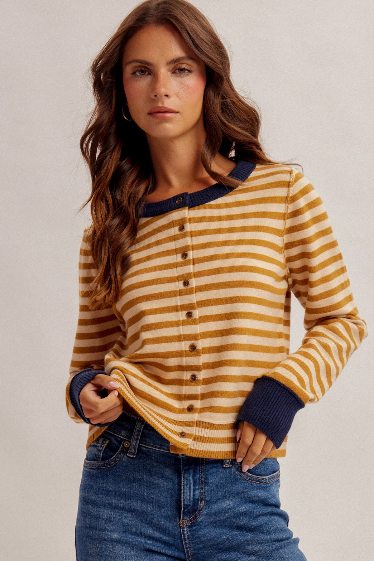 ADRIENNE STRIPE CARDIGAN