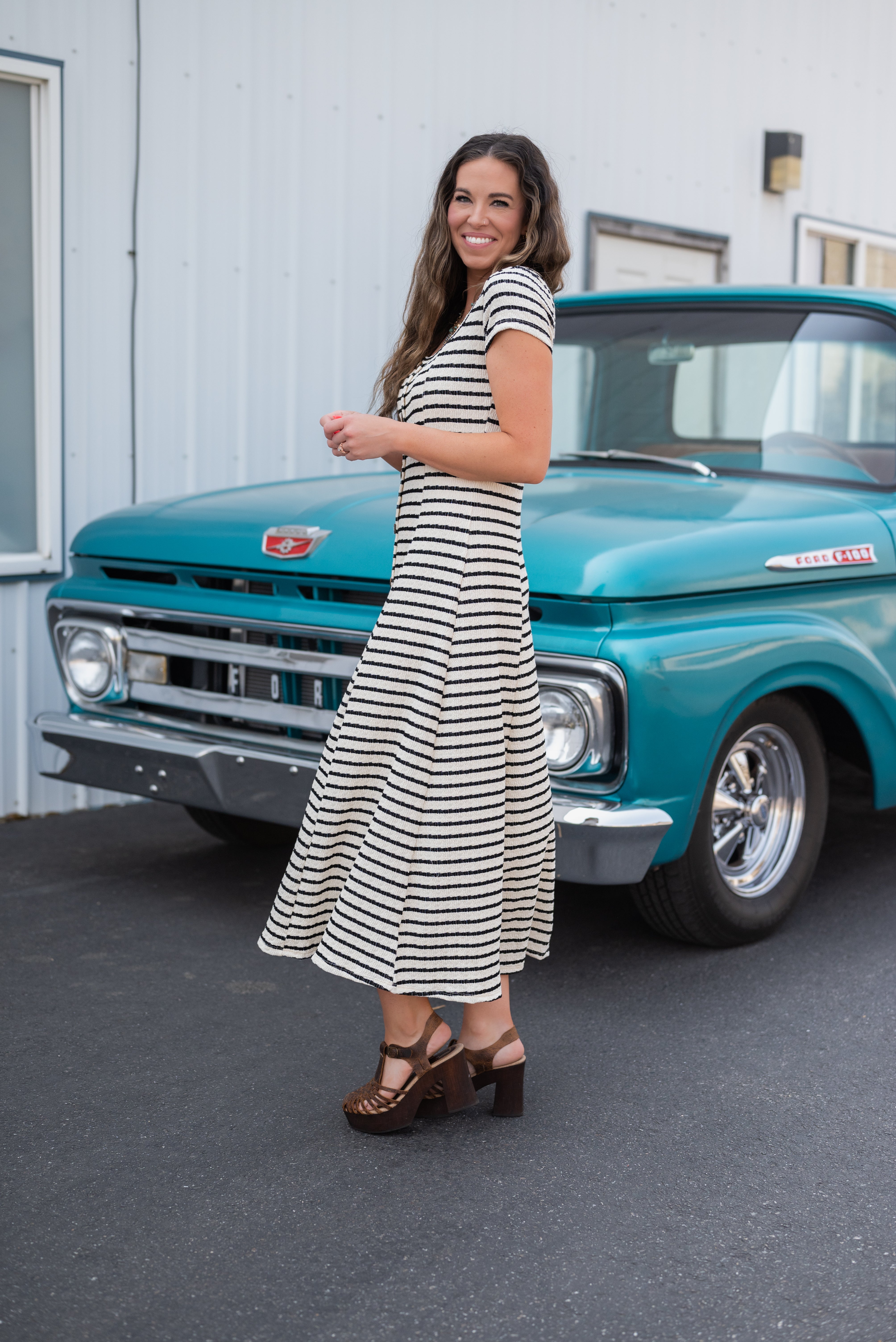 Coastal Striped Midi Dress