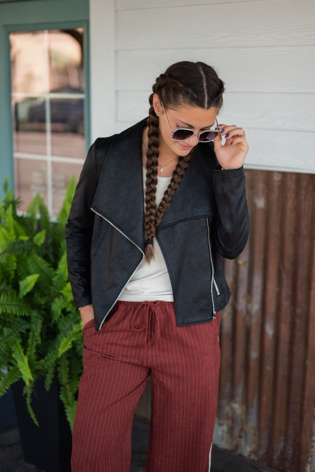 Liquid Leather™ Drape Neck Zip Jacket