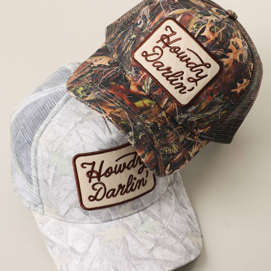 Howdy Darlin' Embroidered Patch Camo Trucker Hat