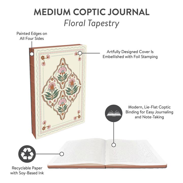 Floral Tapestry Medium Coptic-Bound Journal