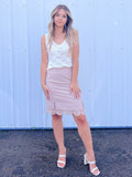 LACE CONTRAST SLIT HEM SKIRT