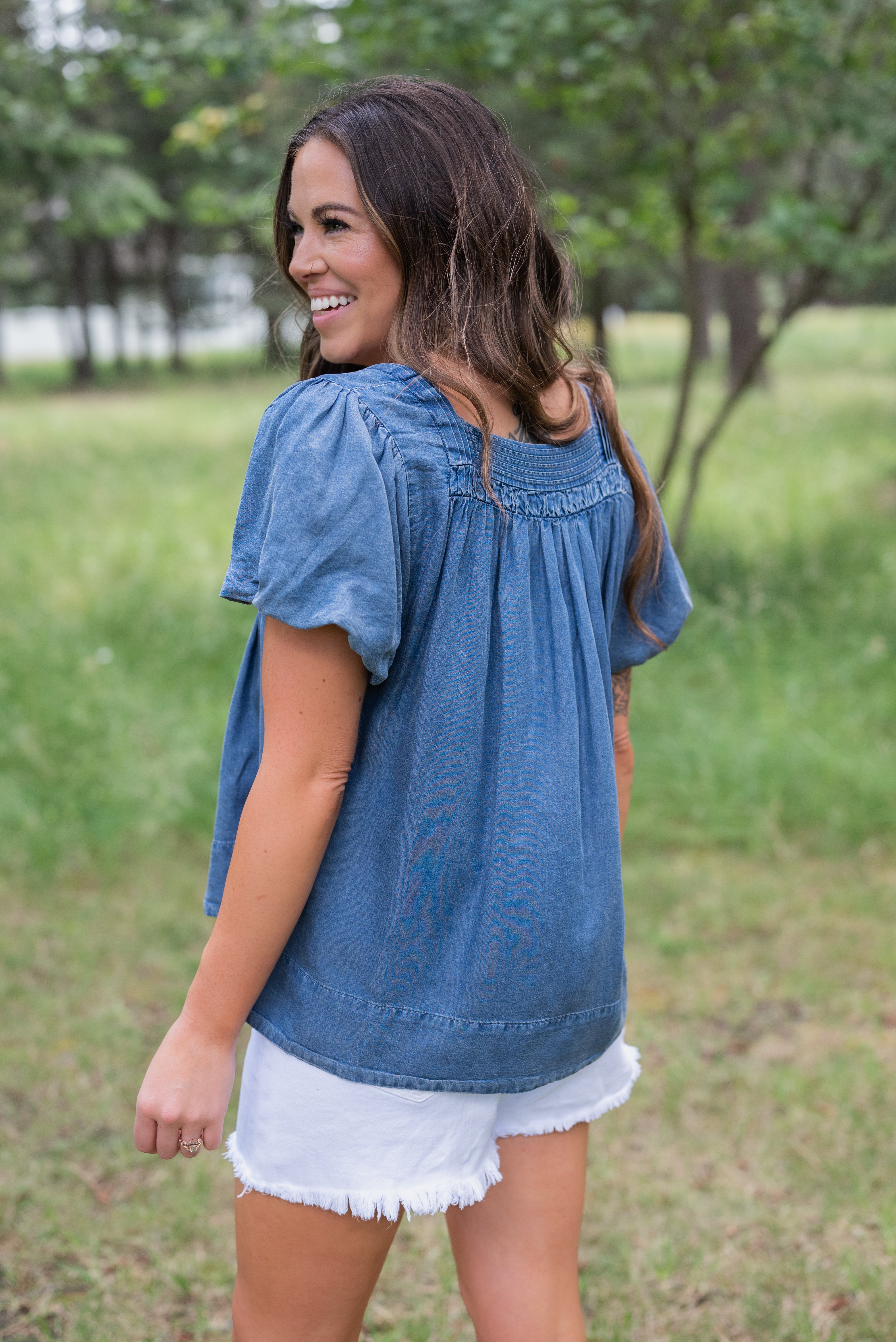 CHELSEA CHAMBRAY TOP