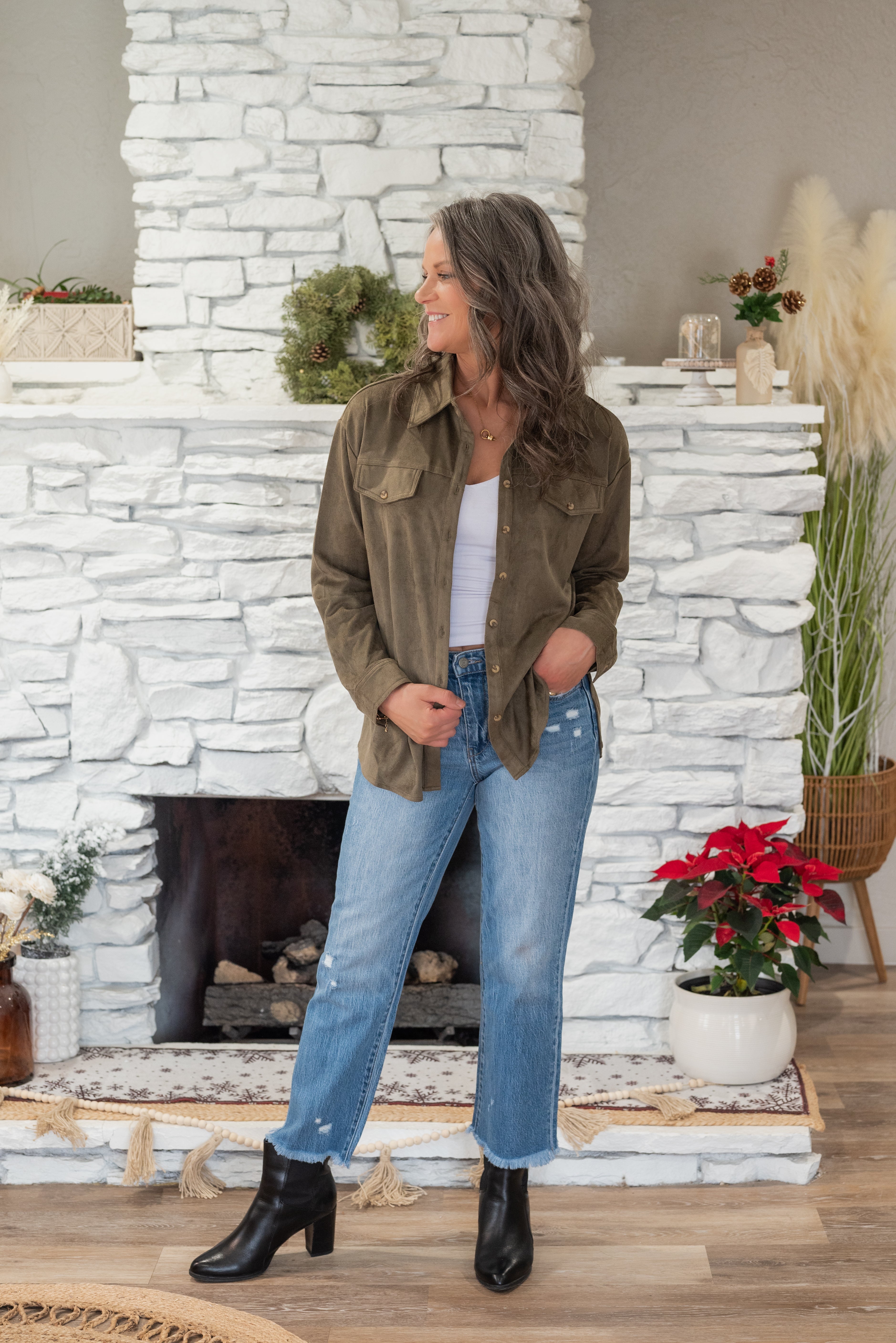 GREER FAUX SUEDE SHIRT