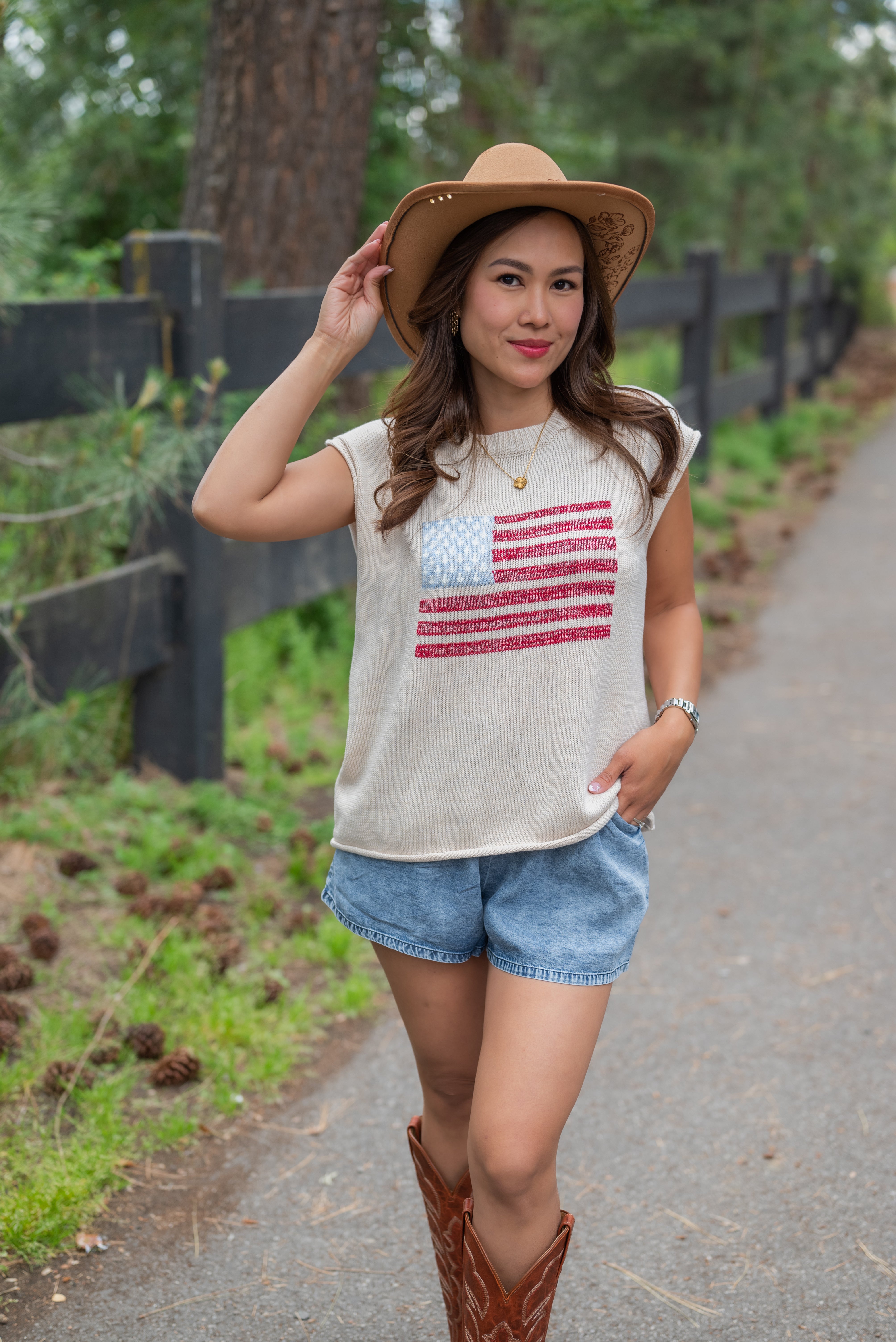 USA FLAG SS SWEATER