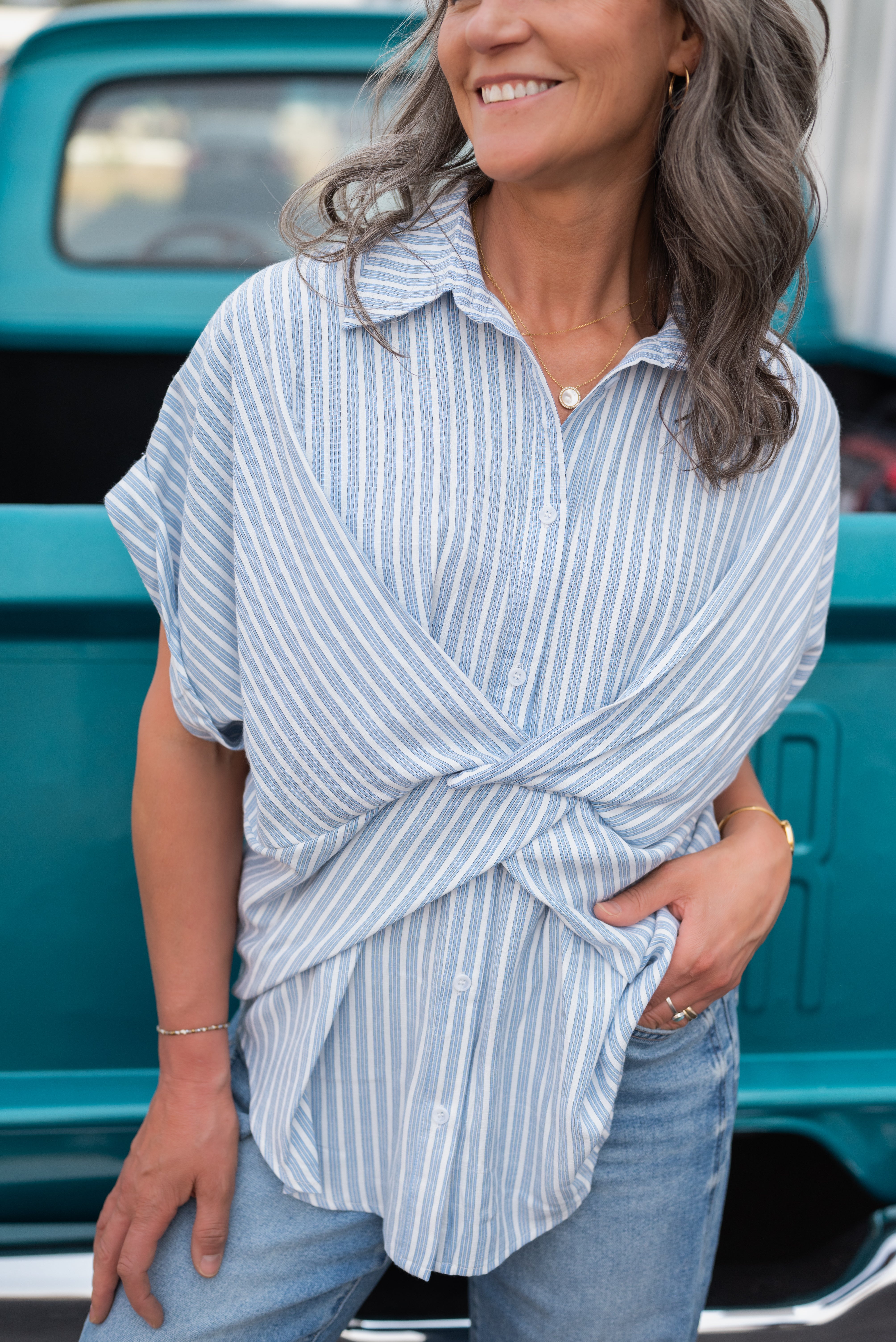 OXANA STRIPE TWIST TOP