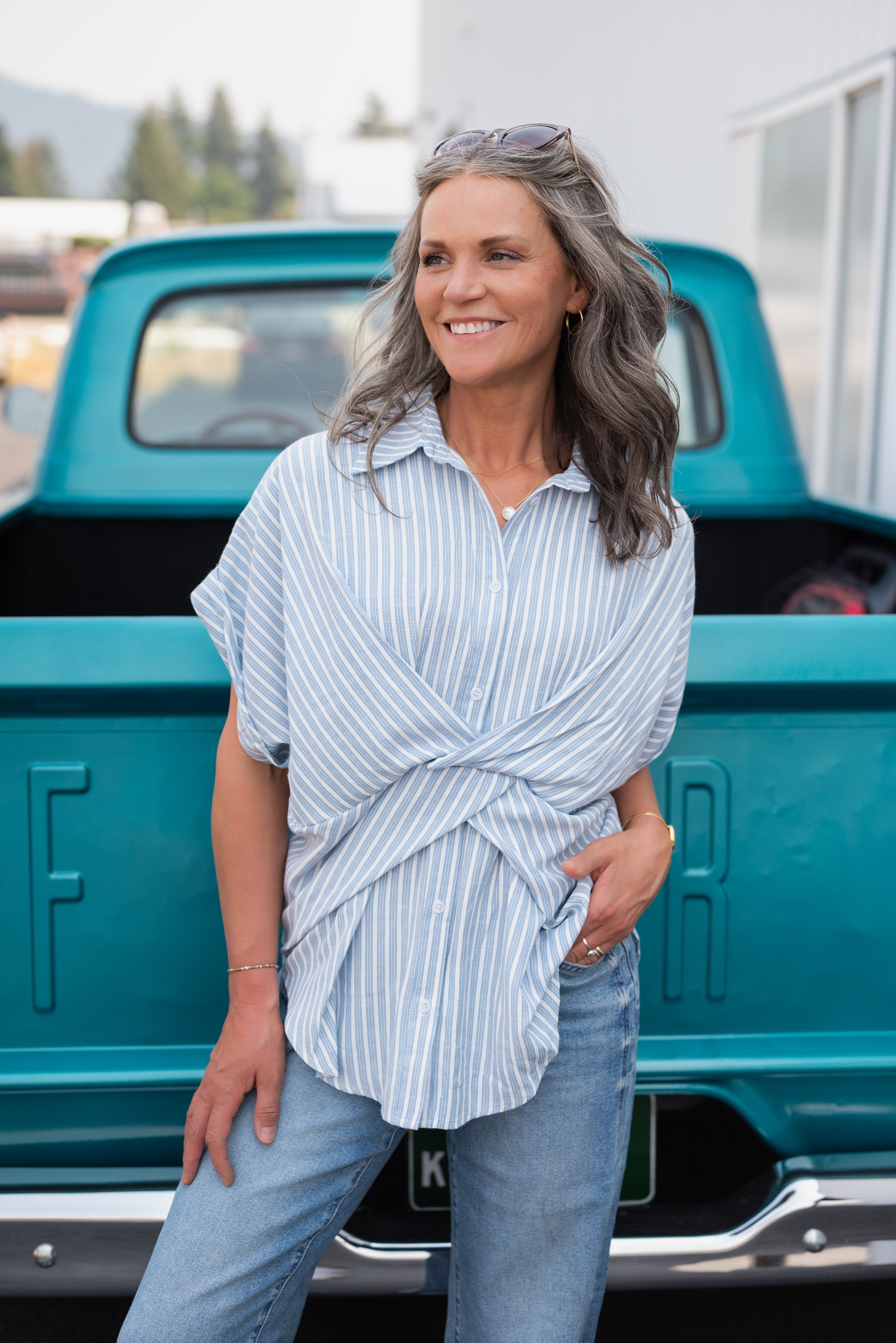 OXANA STRIPE TWIST TOP
