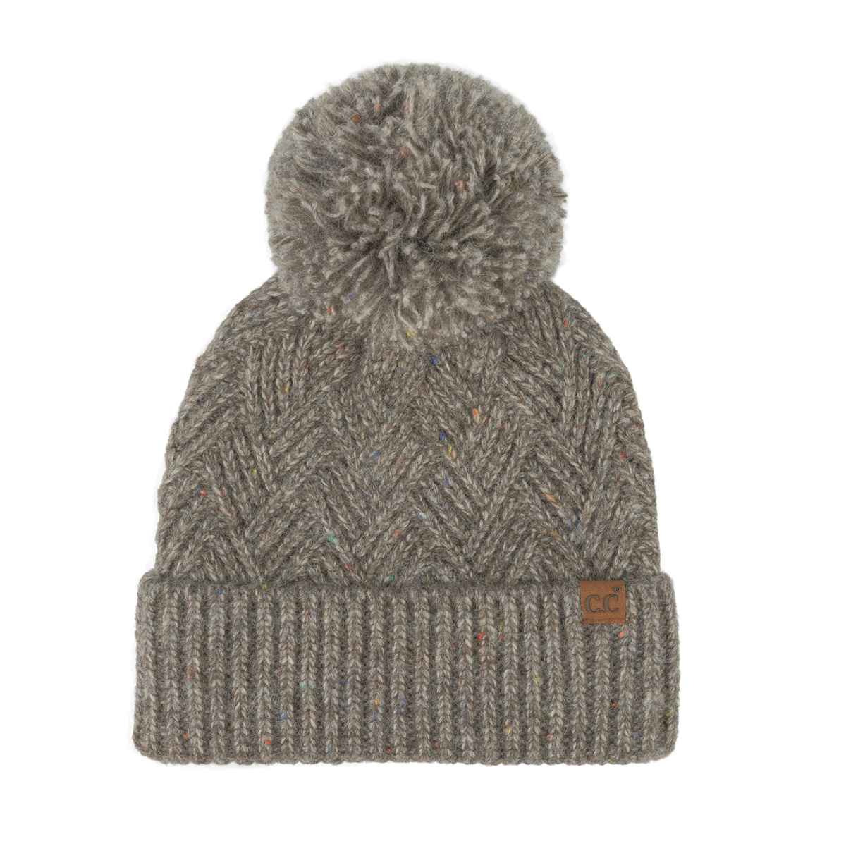 Criss Cross Pattern Yarn Pom Beanie
