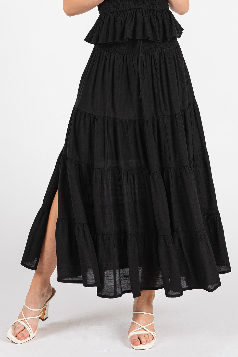 RITA TIERED MIDI SKIRT