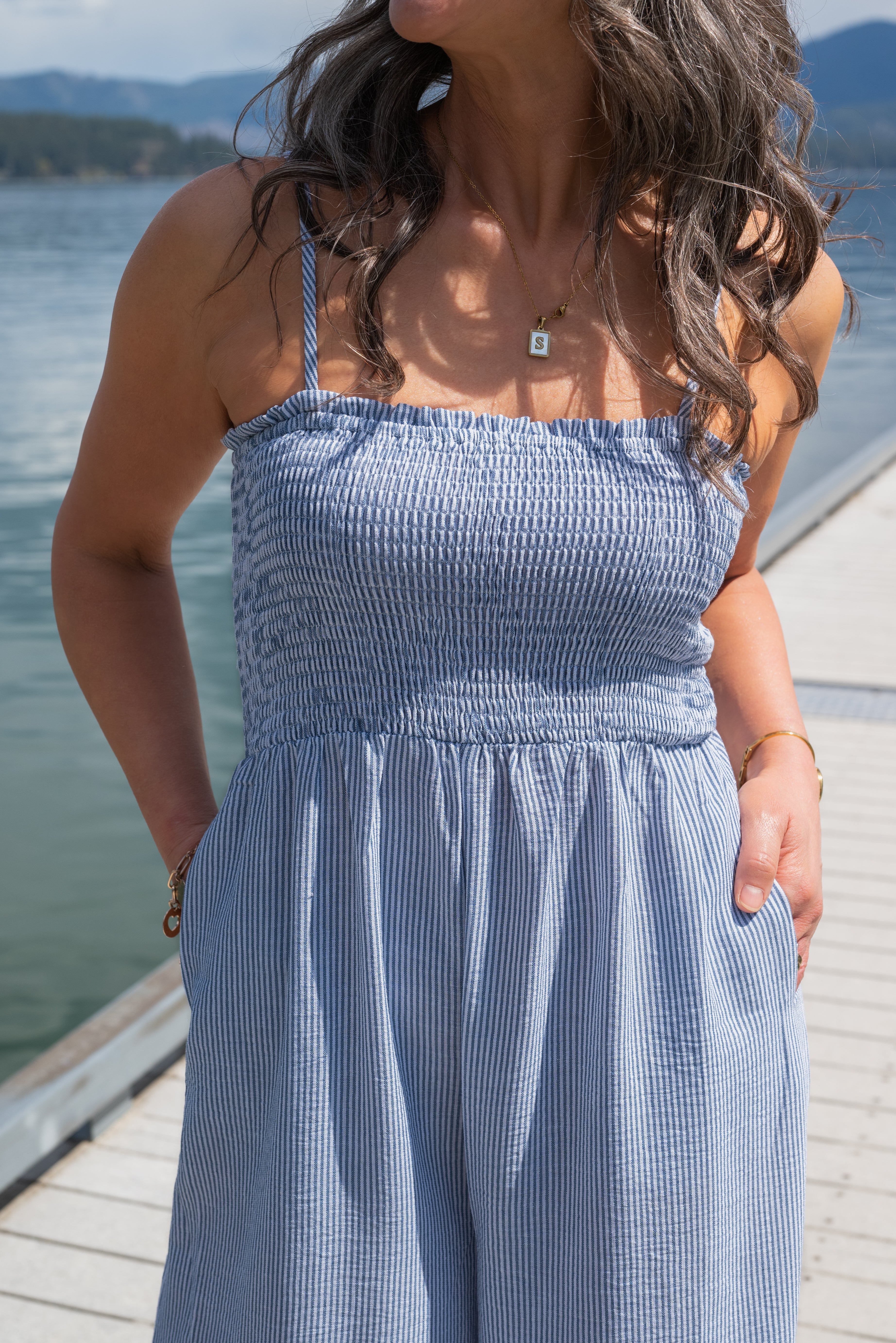 GARDEN SUN SMOCKED JUMPSUIT