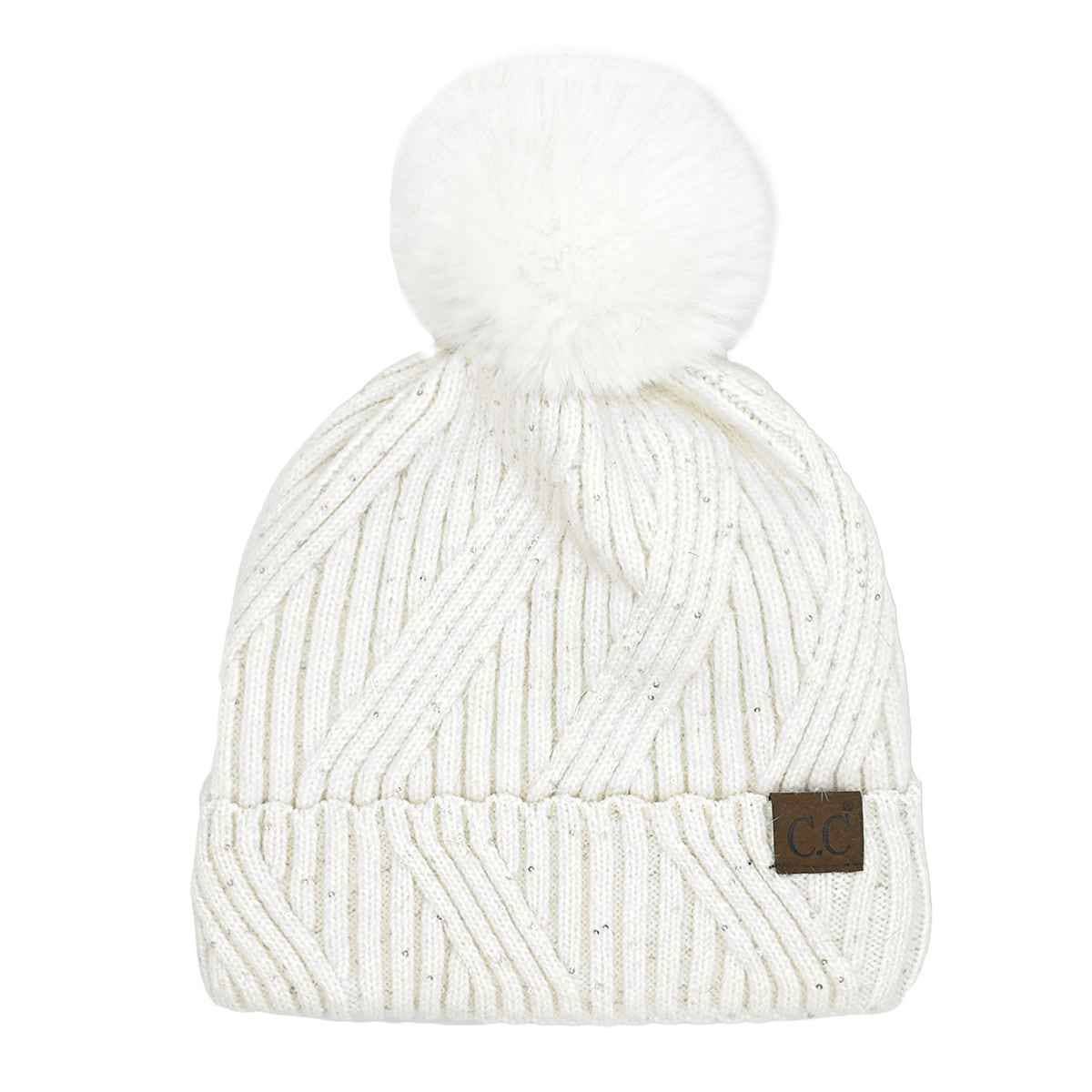 Grace Sequin Pom Beanie