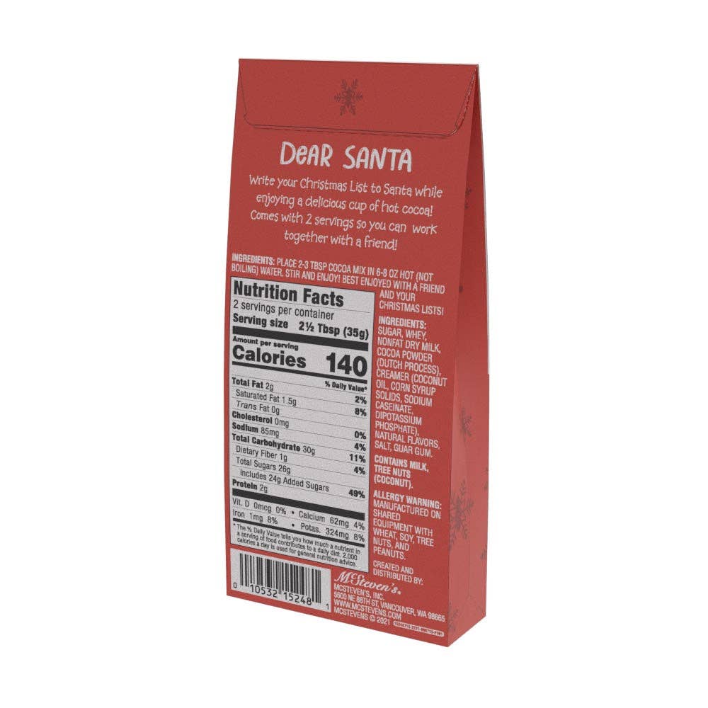 Dear Santa - My Christmas List Choc Cocoa (2.5oz Tent Boxes)