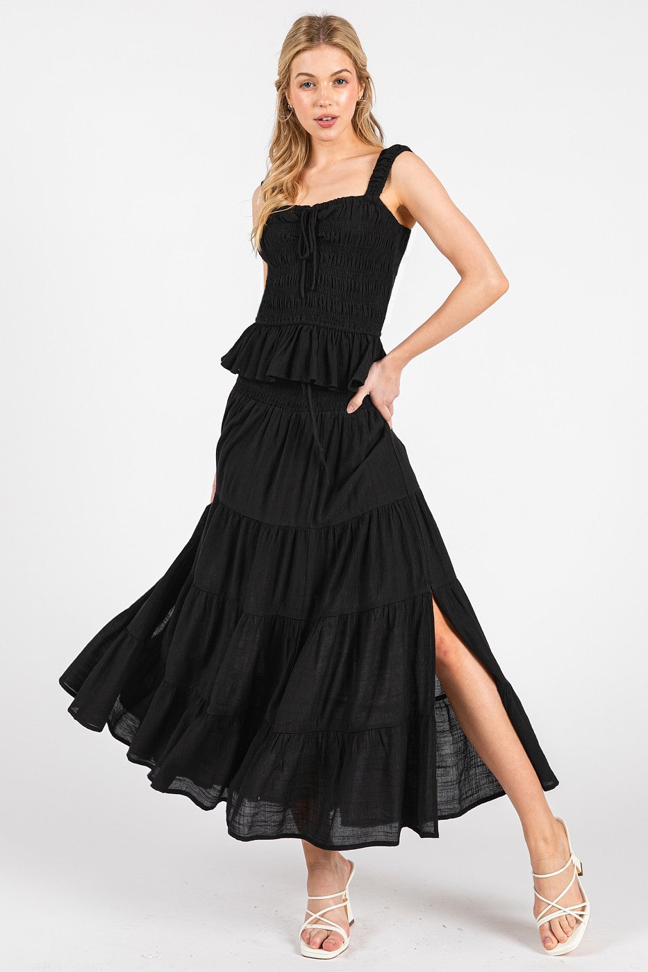 RITA TIERED MIDI SKIRT