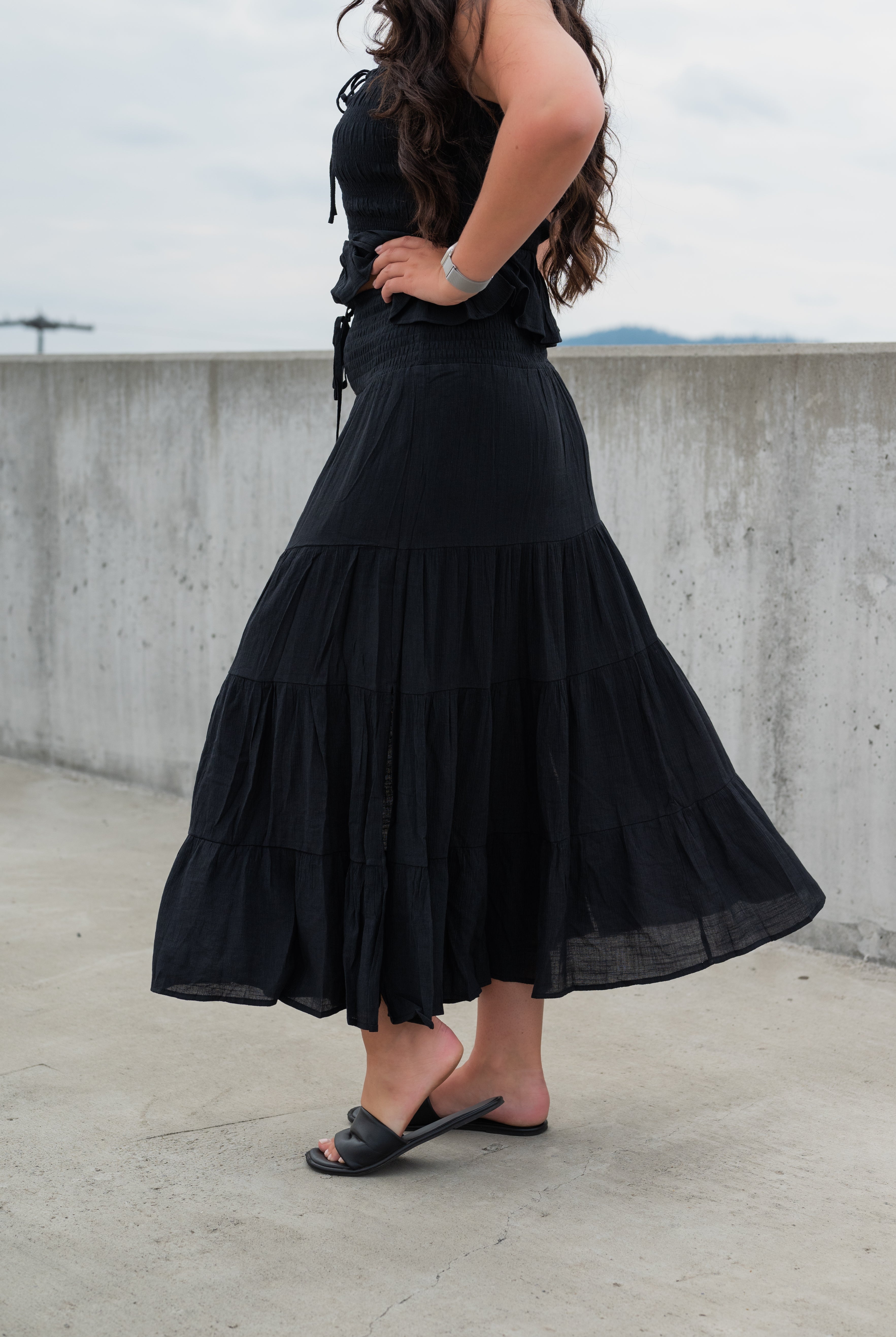 RITA TIERED MIDI SKIRT