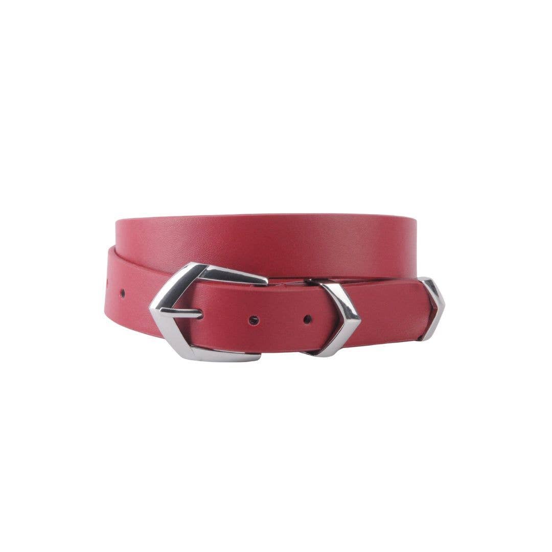 Angular Chevron Buckle Leather Belt