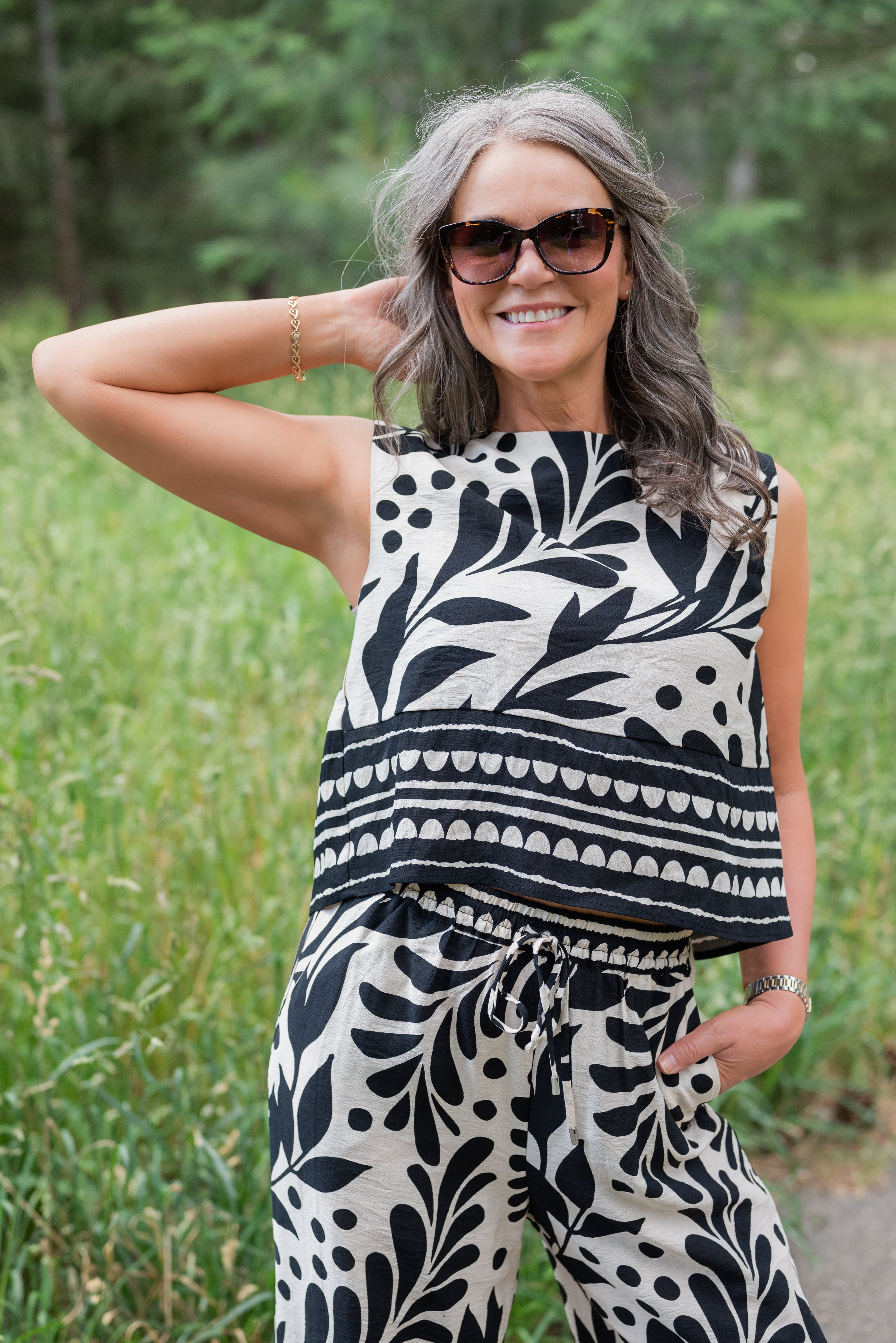 BORDER TANK BLOUSE