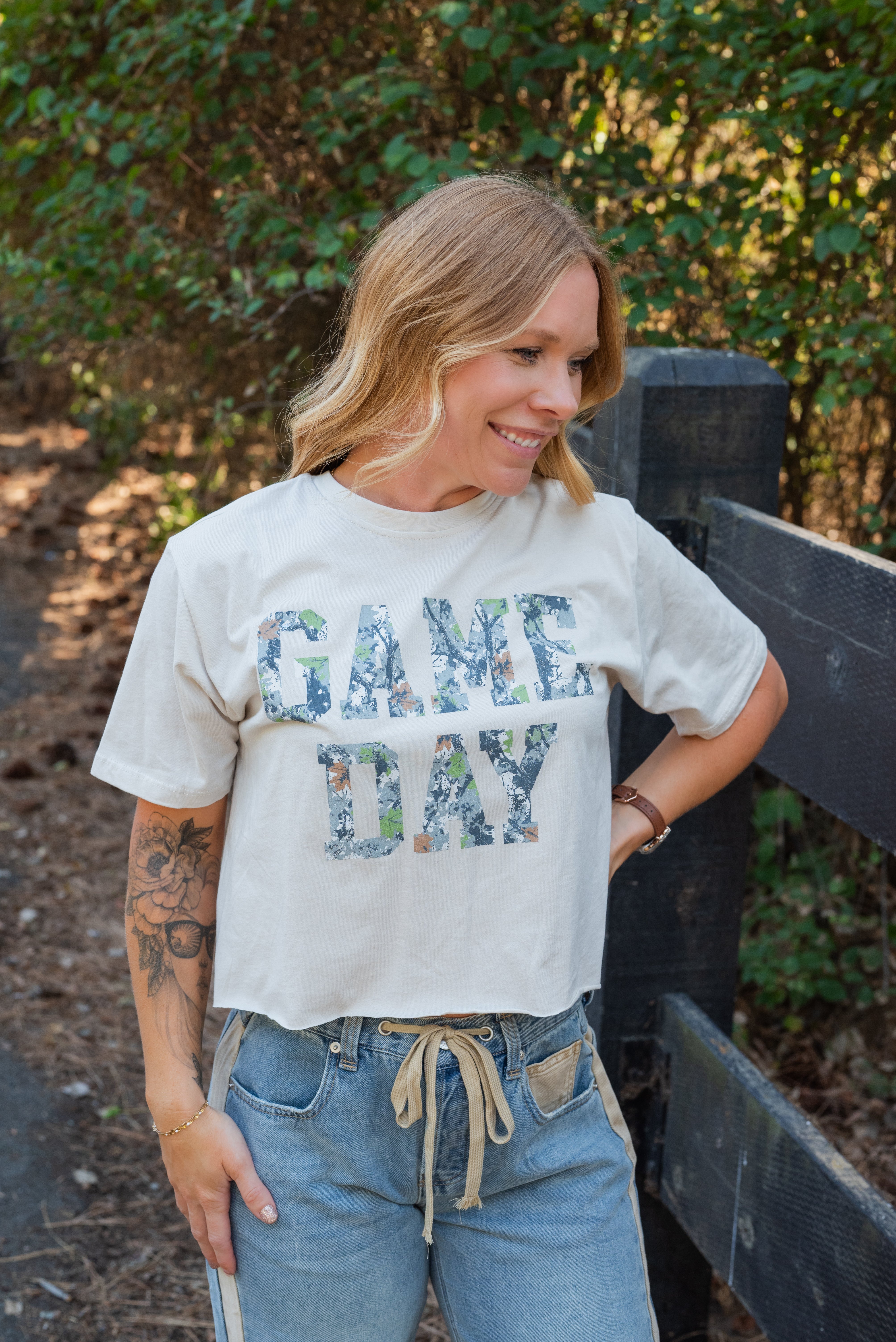 Game Day Leaf Camo Top