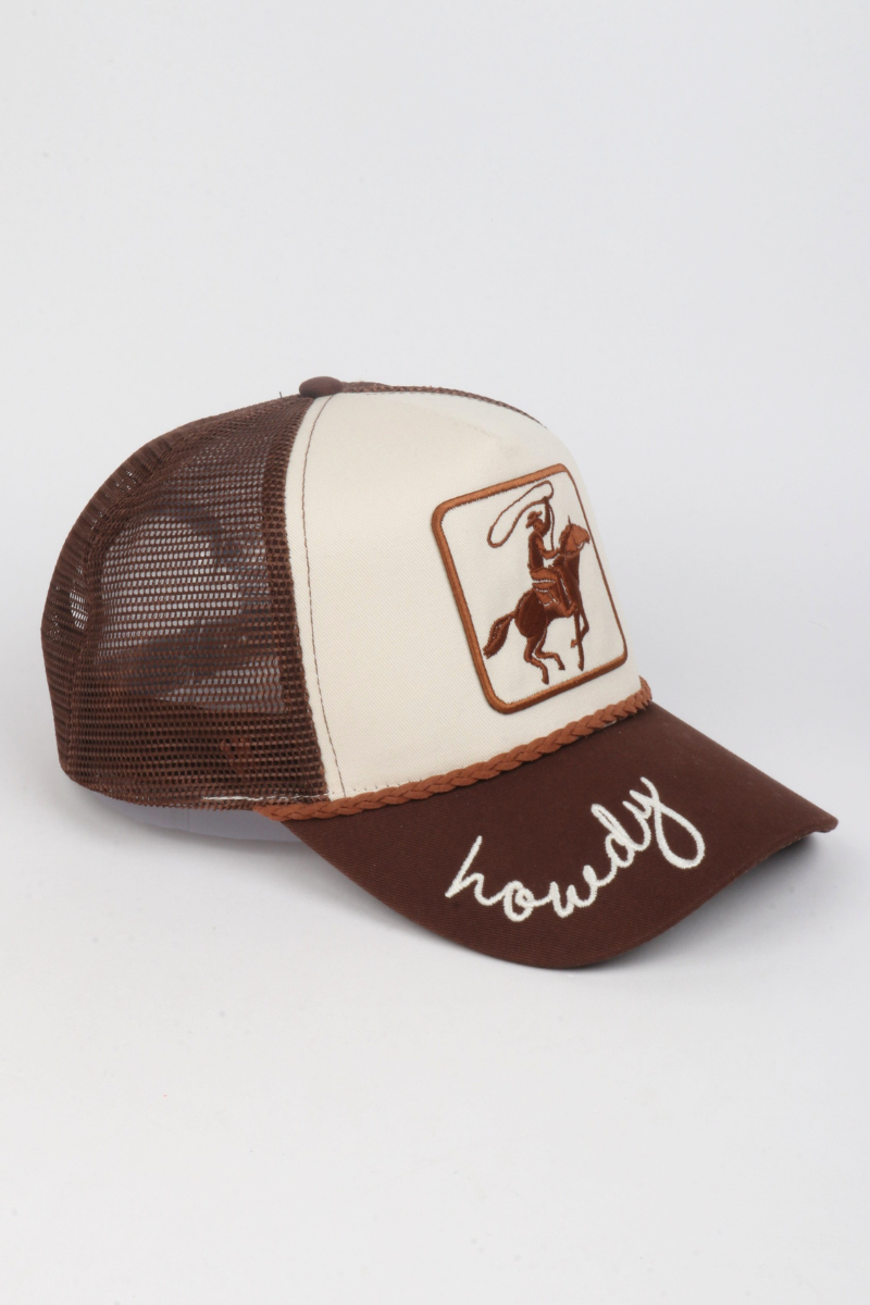WESTERN COWBOY Patch with HOWD Embroidery Brim Mesh back Cap
