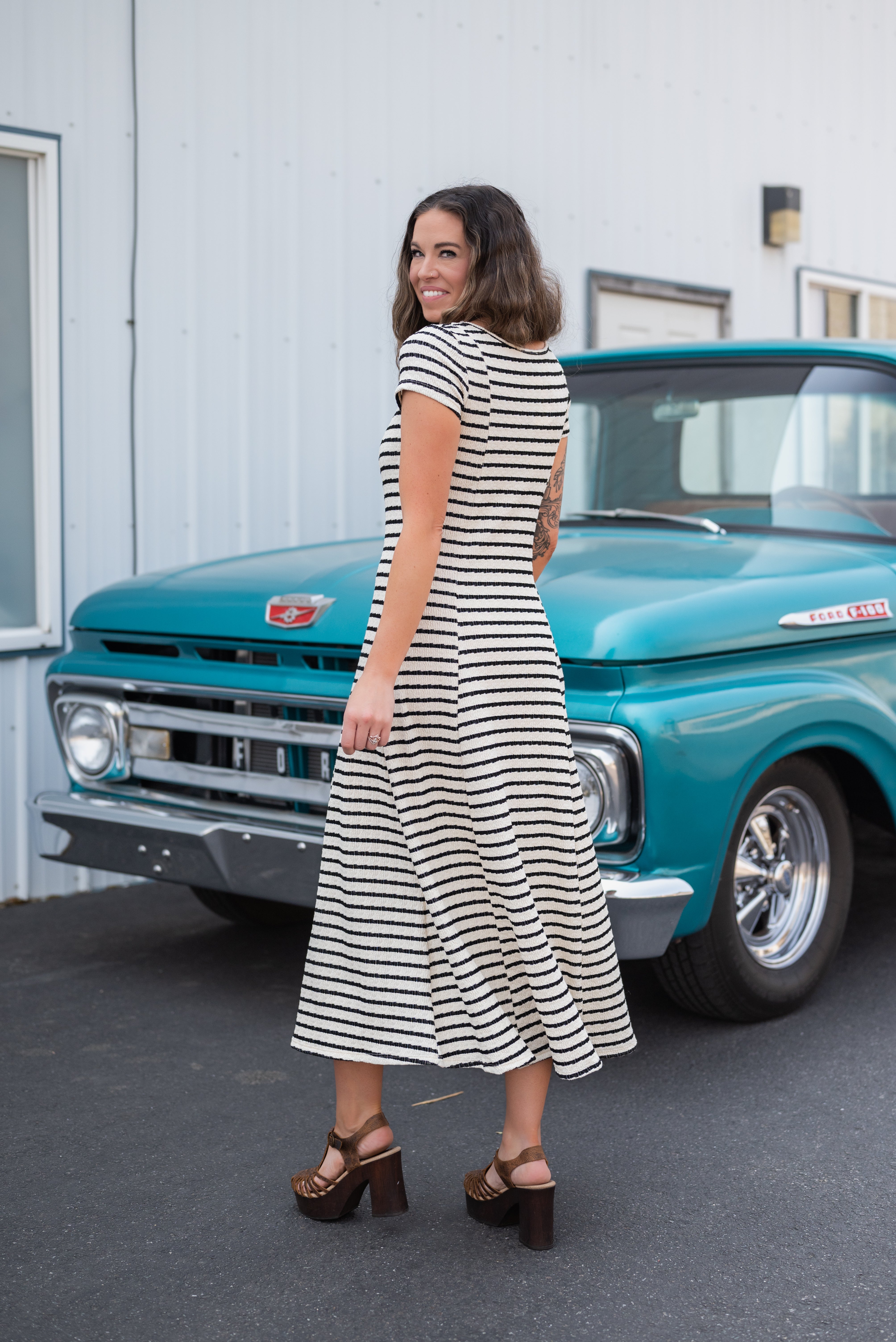 Coastal Striped Midi Dress