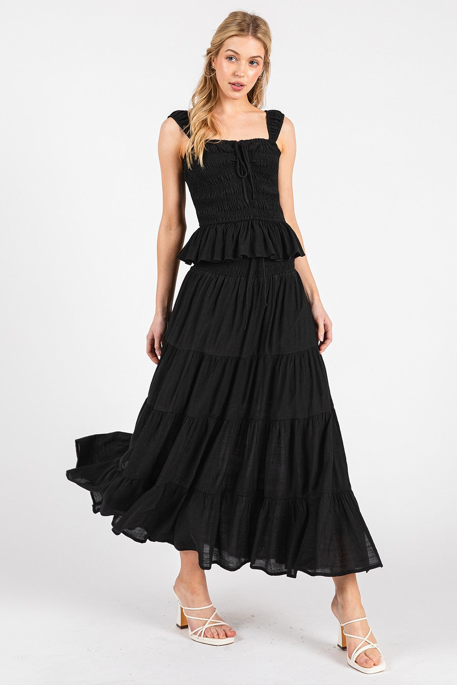 RITA TIERED MIDI SKIRT
