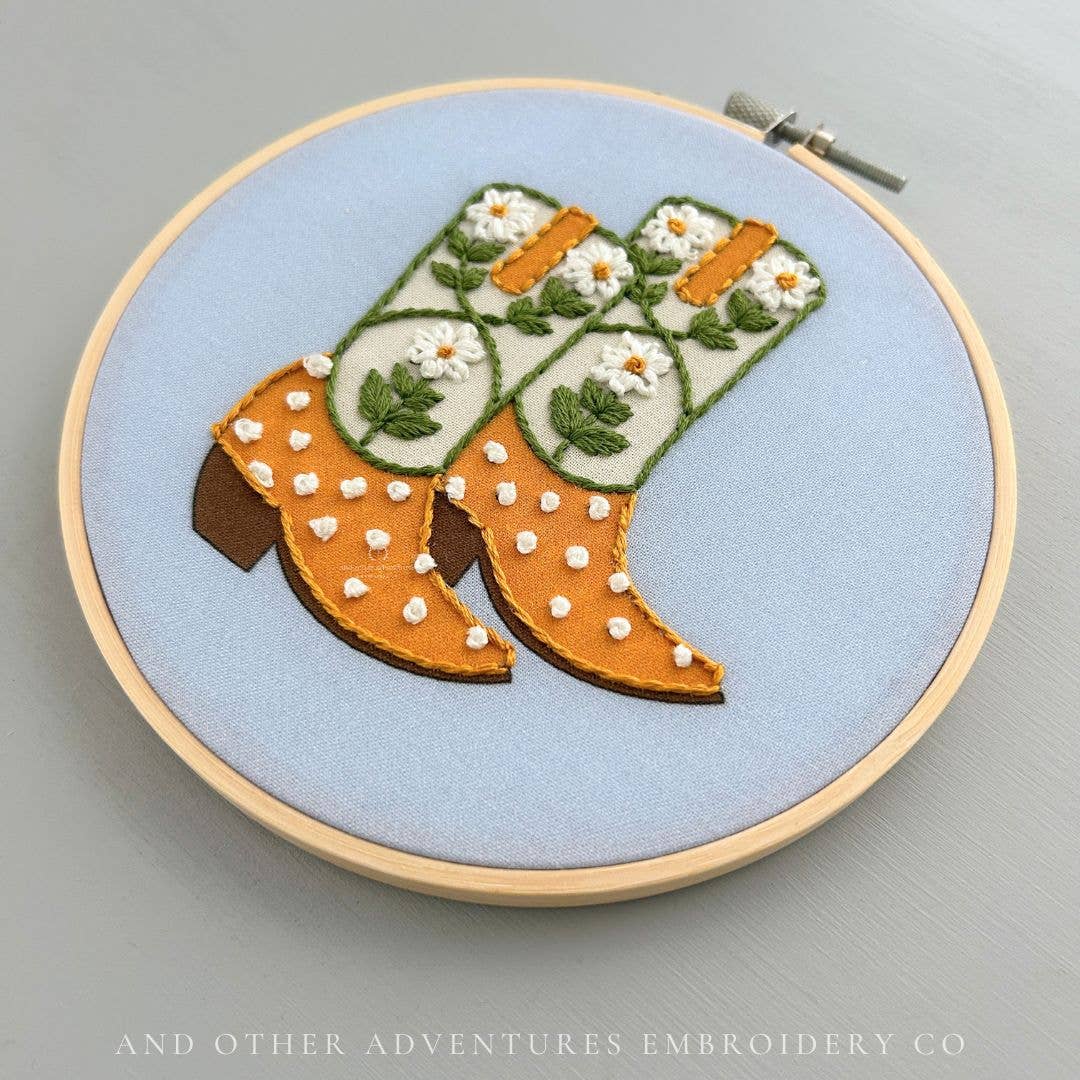 Hand Embroidery Kit - Daisy Cowgirl Boots