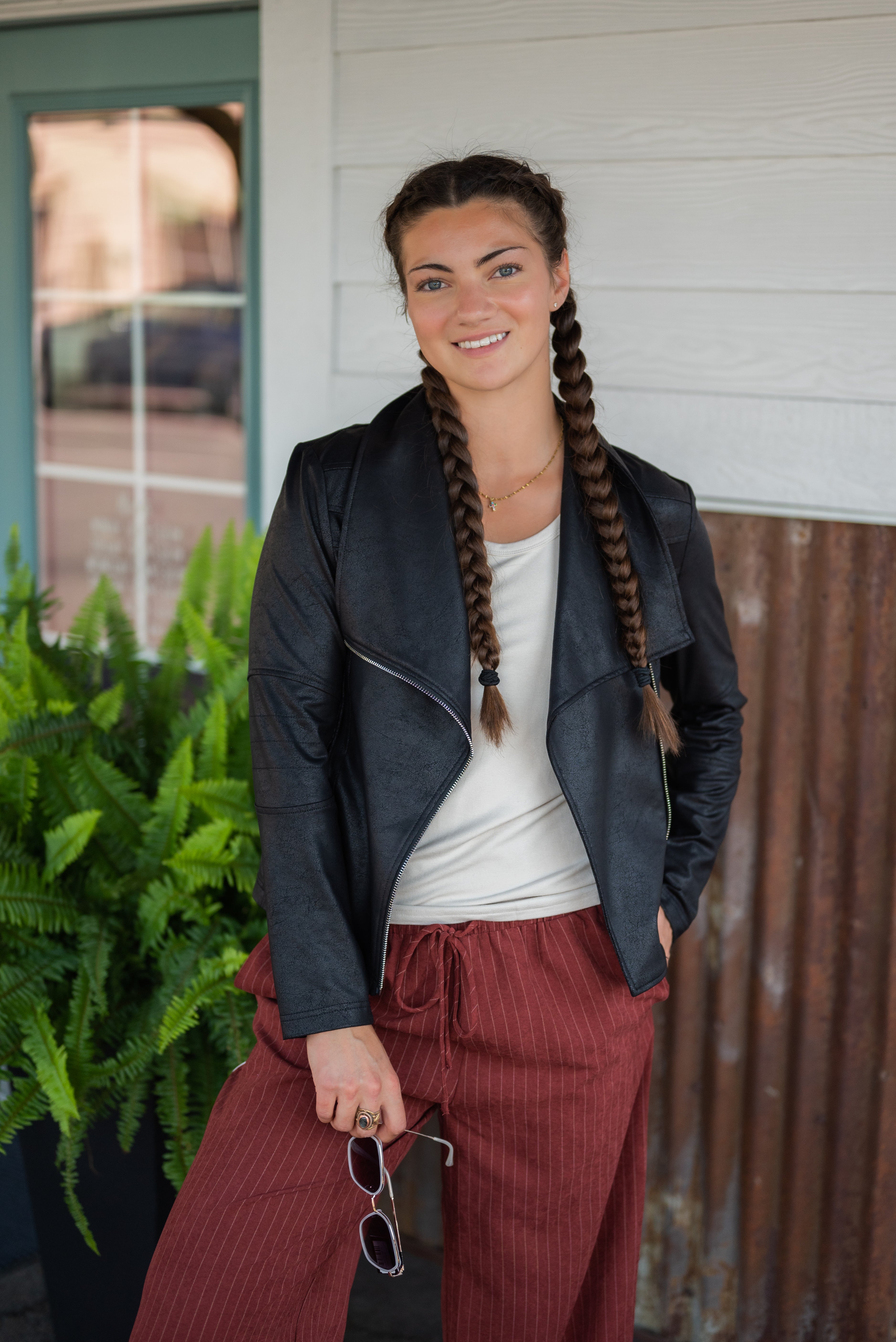 Liquid Leather™ Drape Neck Zip Jacket