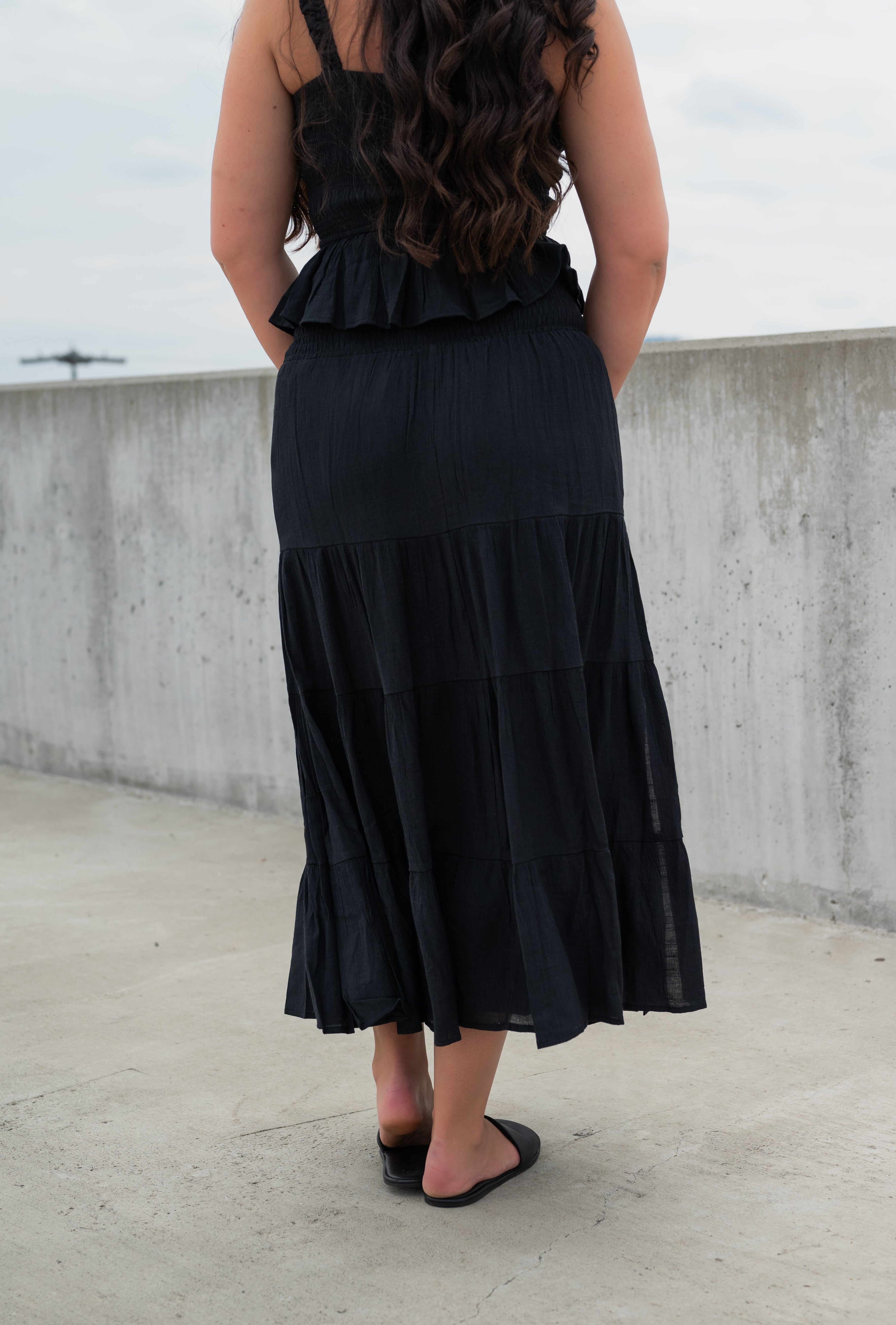 RITA TIERED MIDI SKIRT