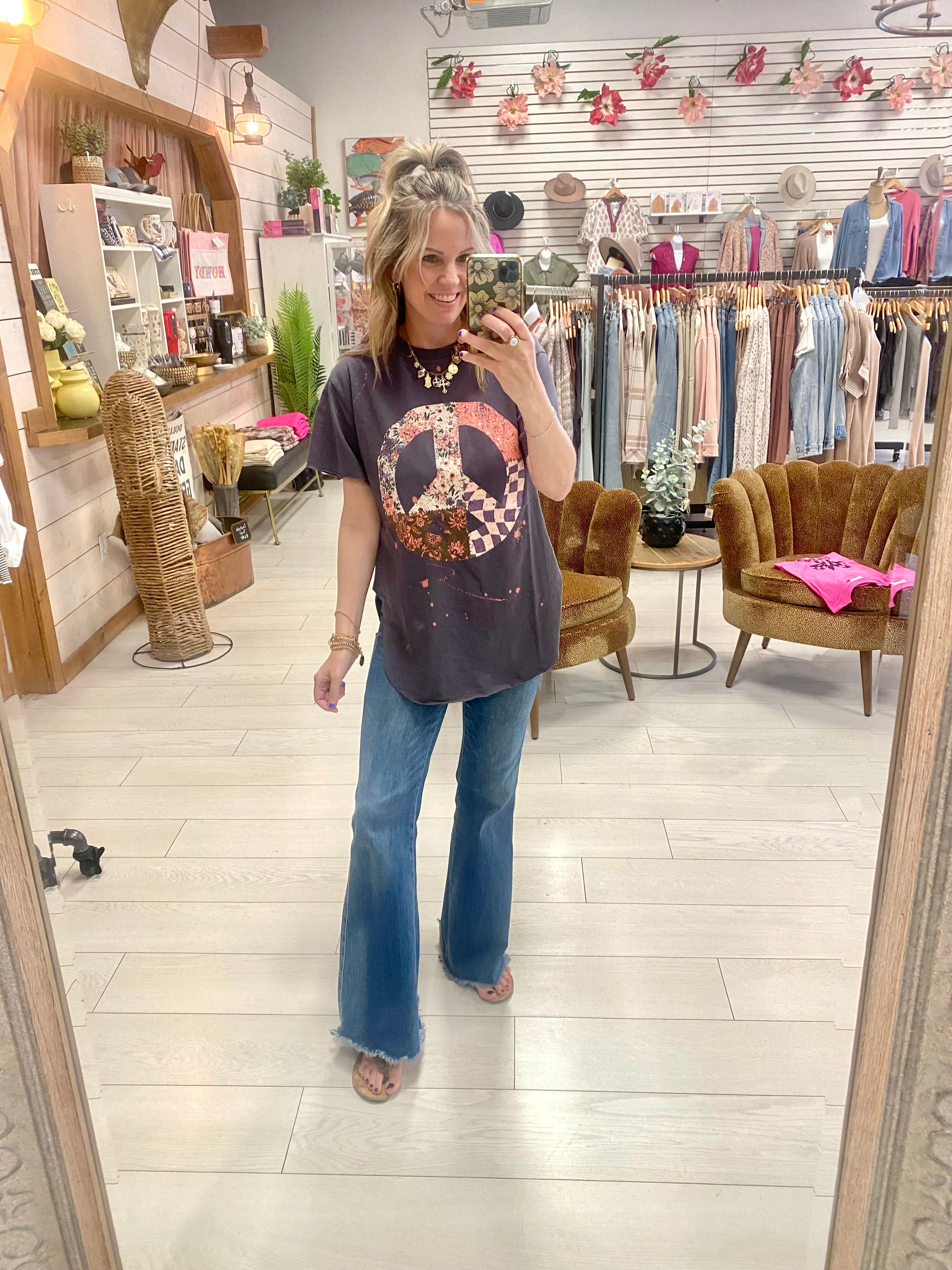 Boho Peace Floral Top