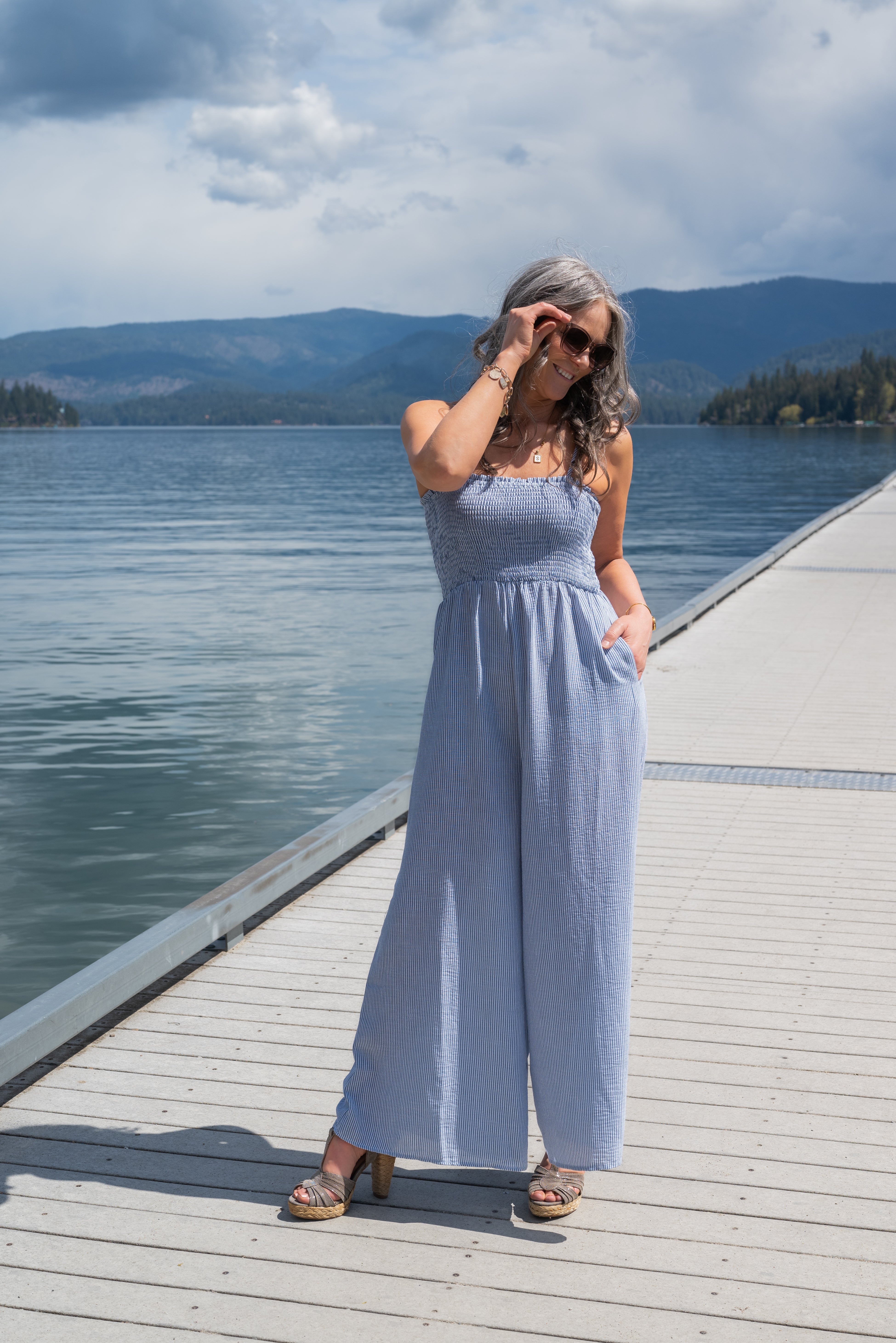 GARDEN SUN SMOCKED JUMPSUIT