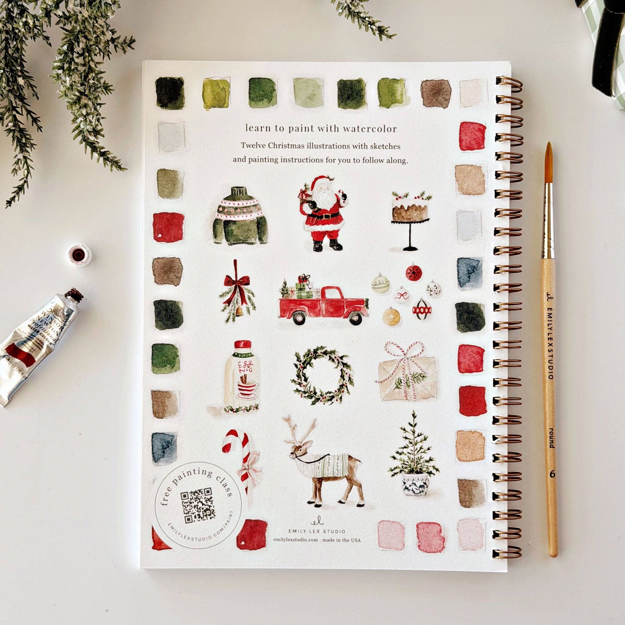 Classic christmas watercolor workbook