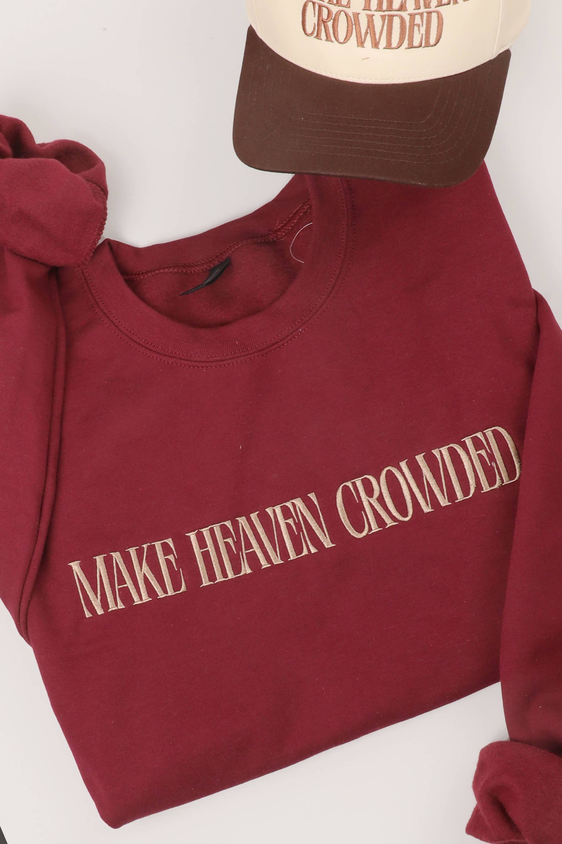 MAKE HEAVEN CROWDED Embroidered Fleece Sweatshirt