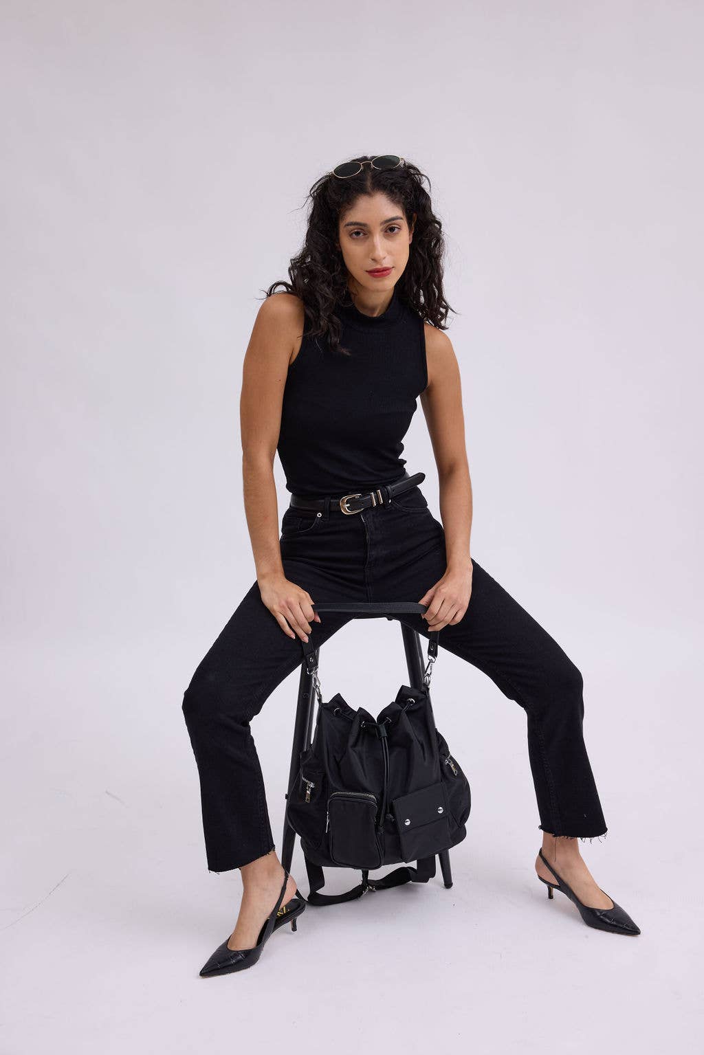 Leather Belt with Metal Strap Holders