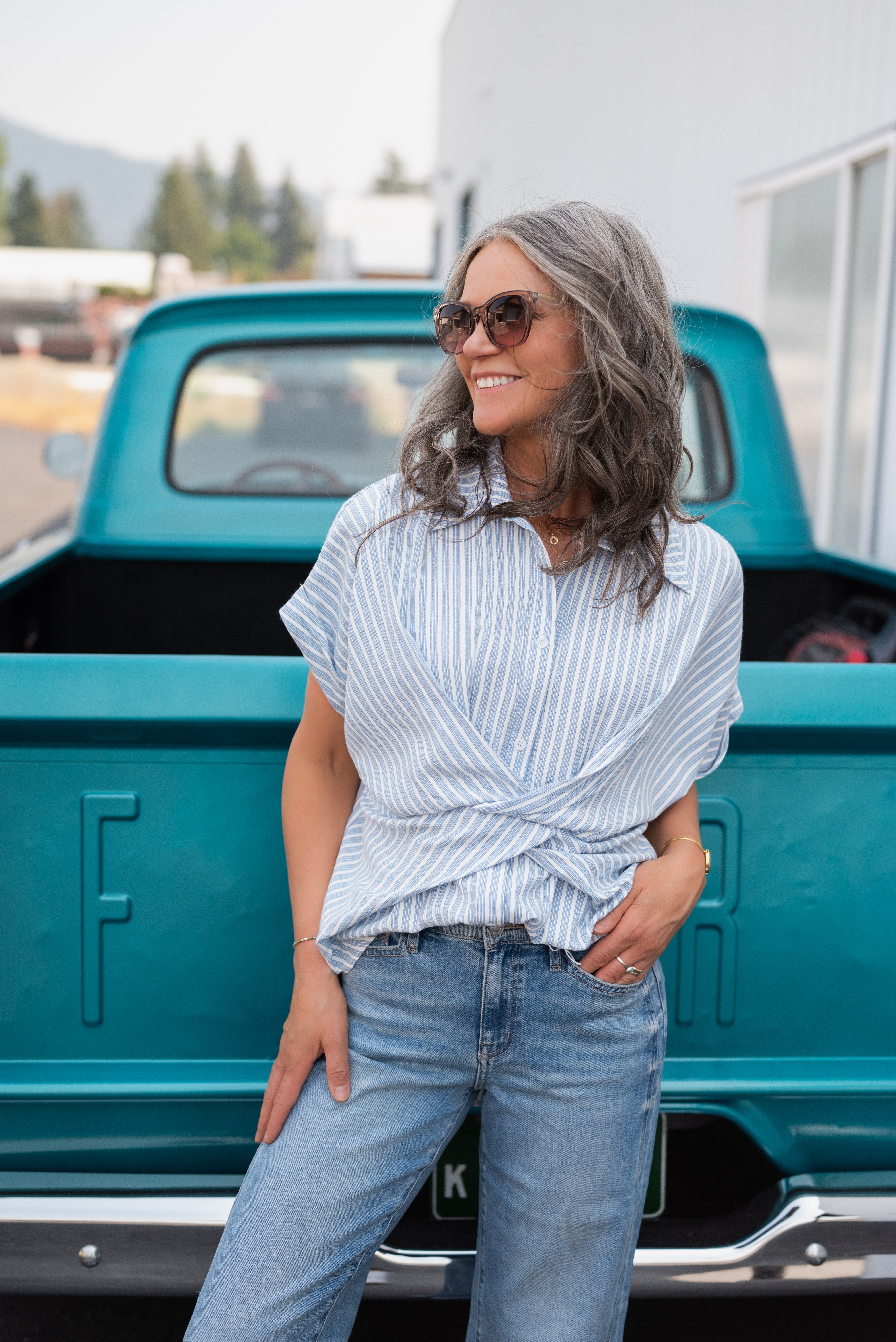 OXANA STRIPE TWIST TOP