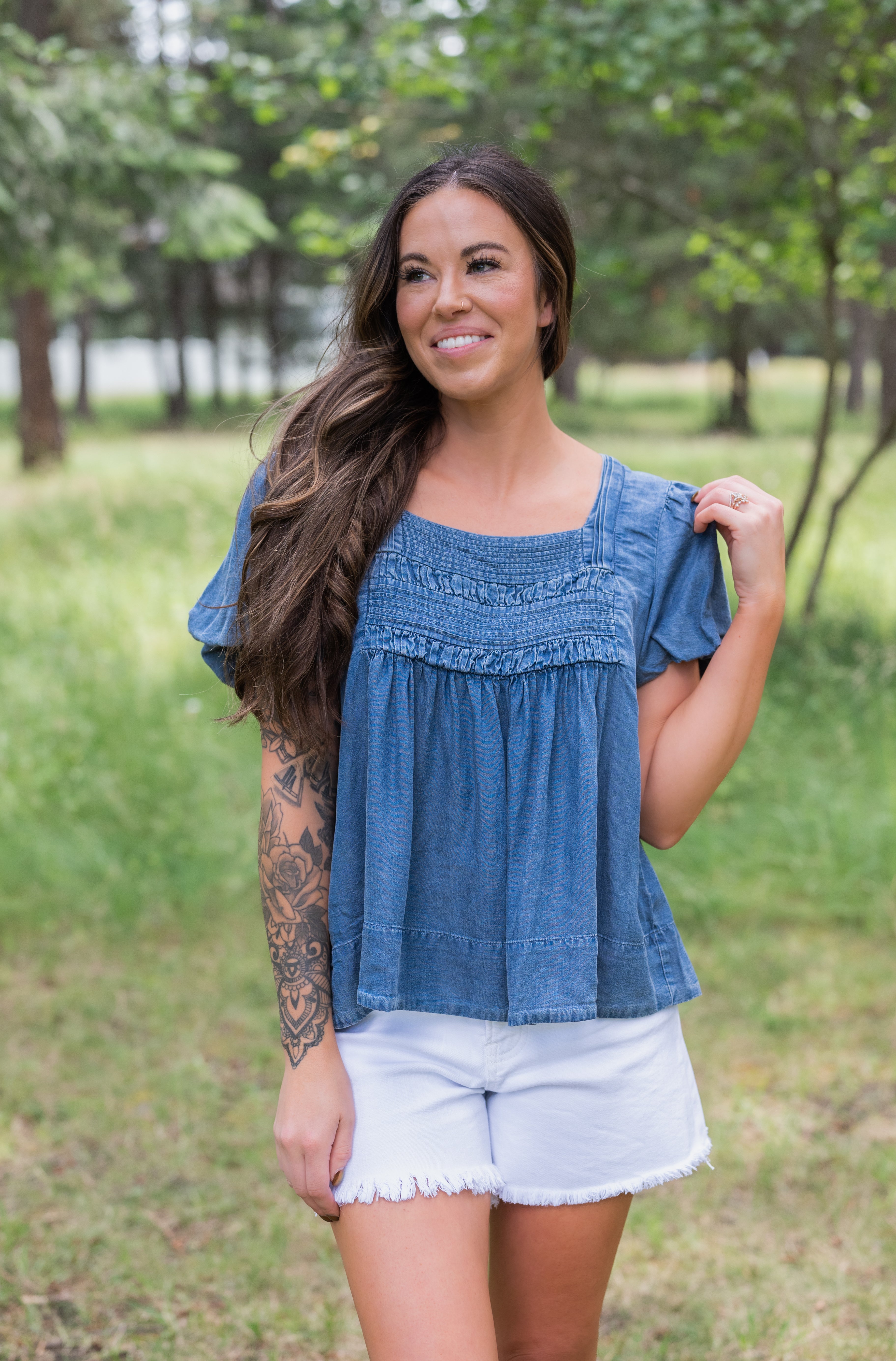CHELSEA CHAMBRAY TOP