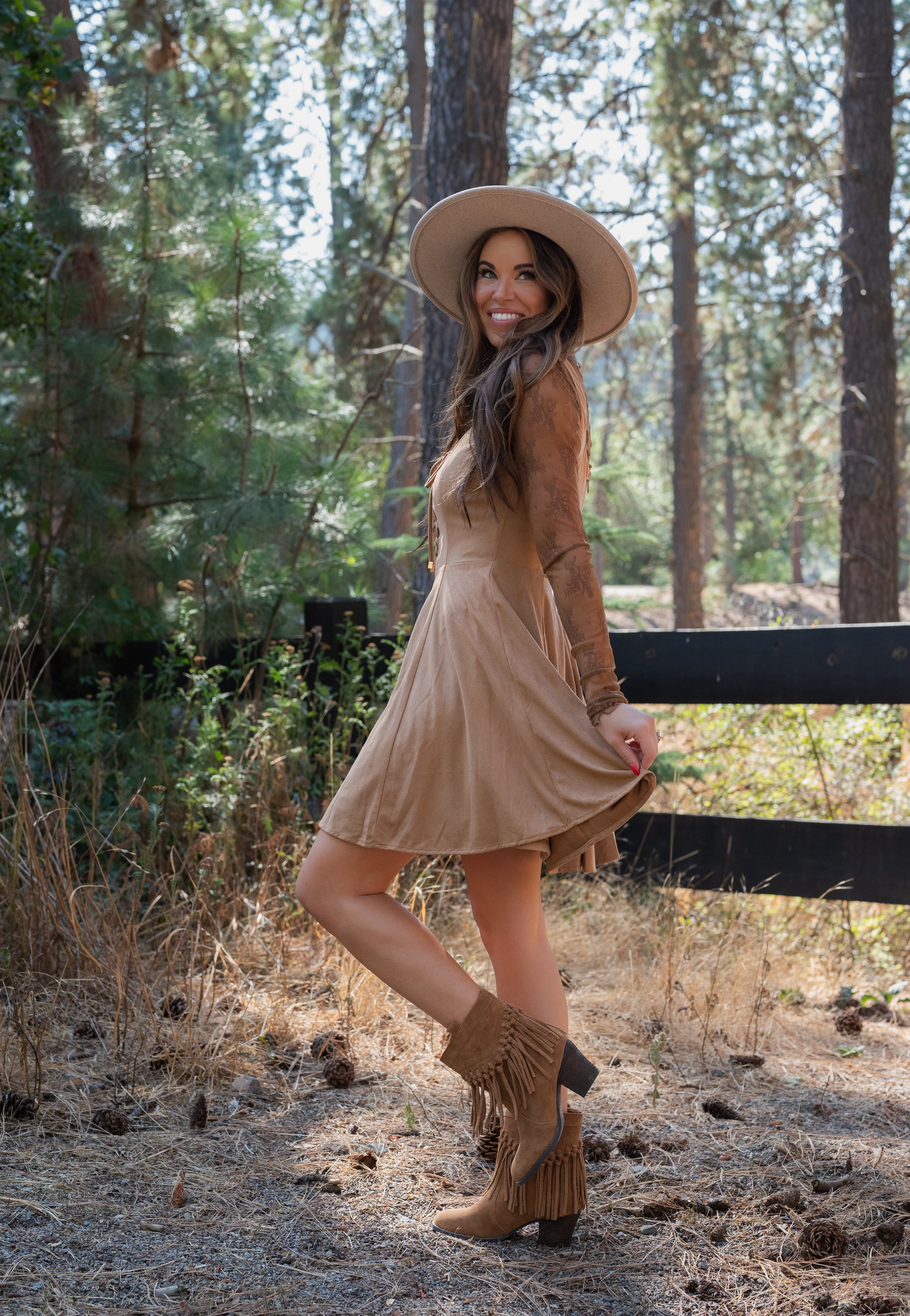 BRENNA FAUX SUEDE DRESS