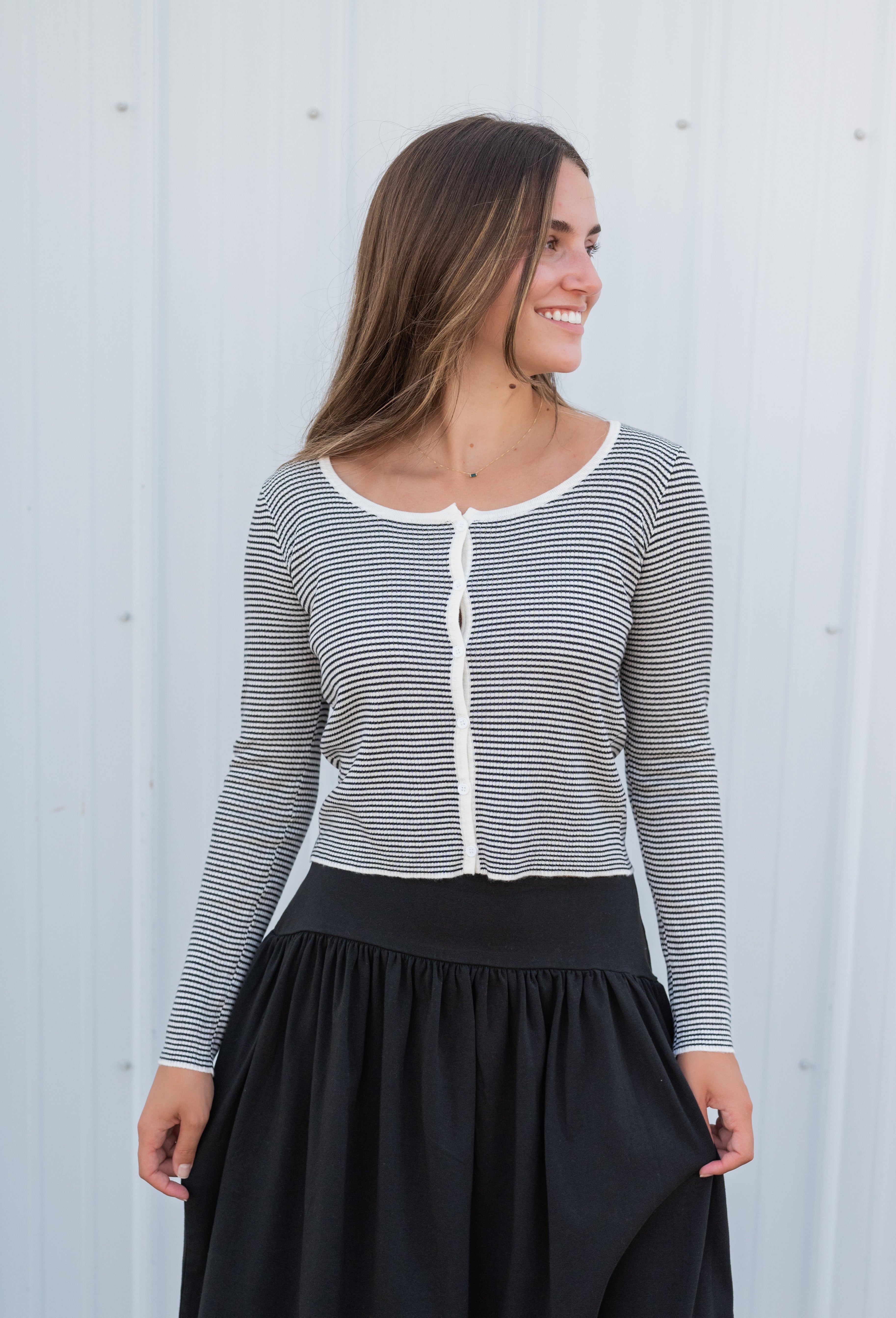 PREPSTER BUTTONED STRIPED CARDIGAN