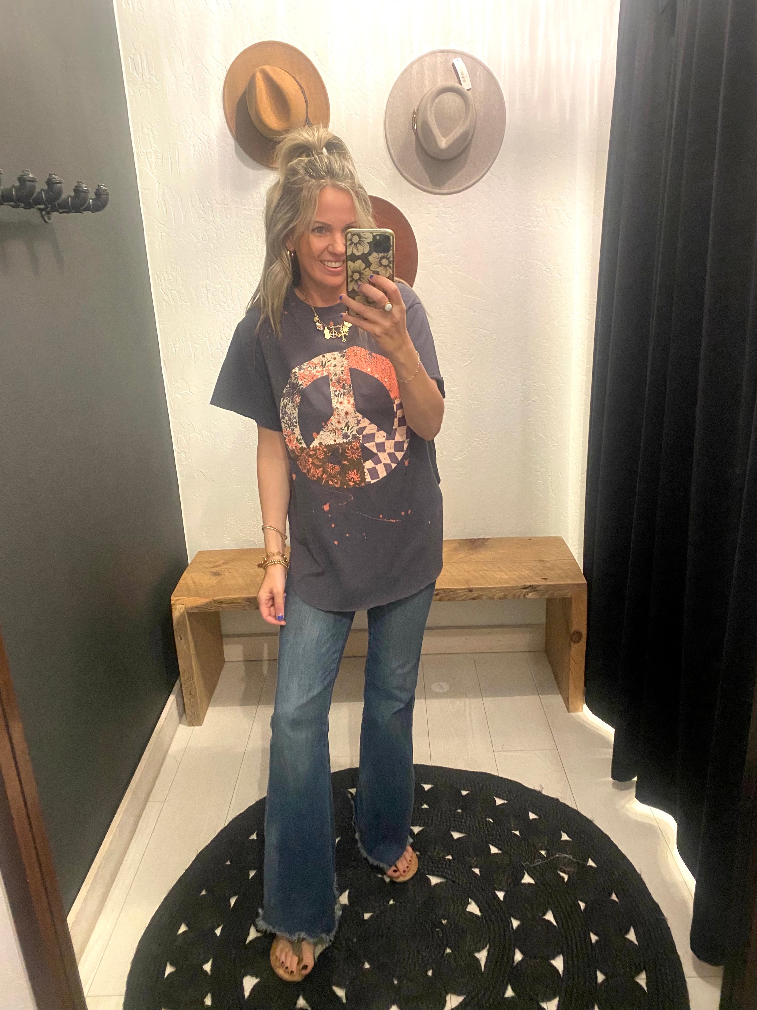 Boho Peace Floral Top