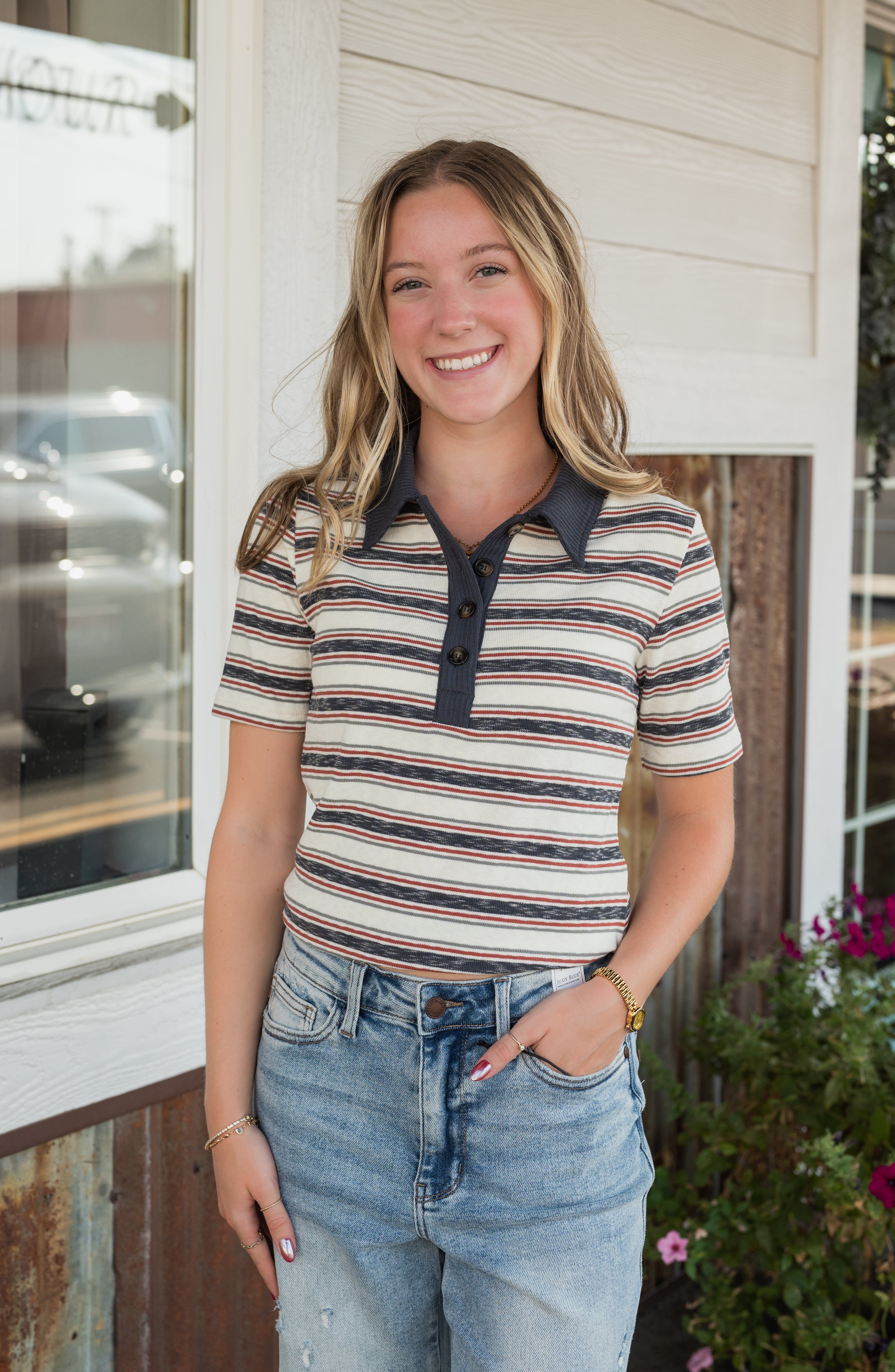 LUCA STRIPE POLO TOP