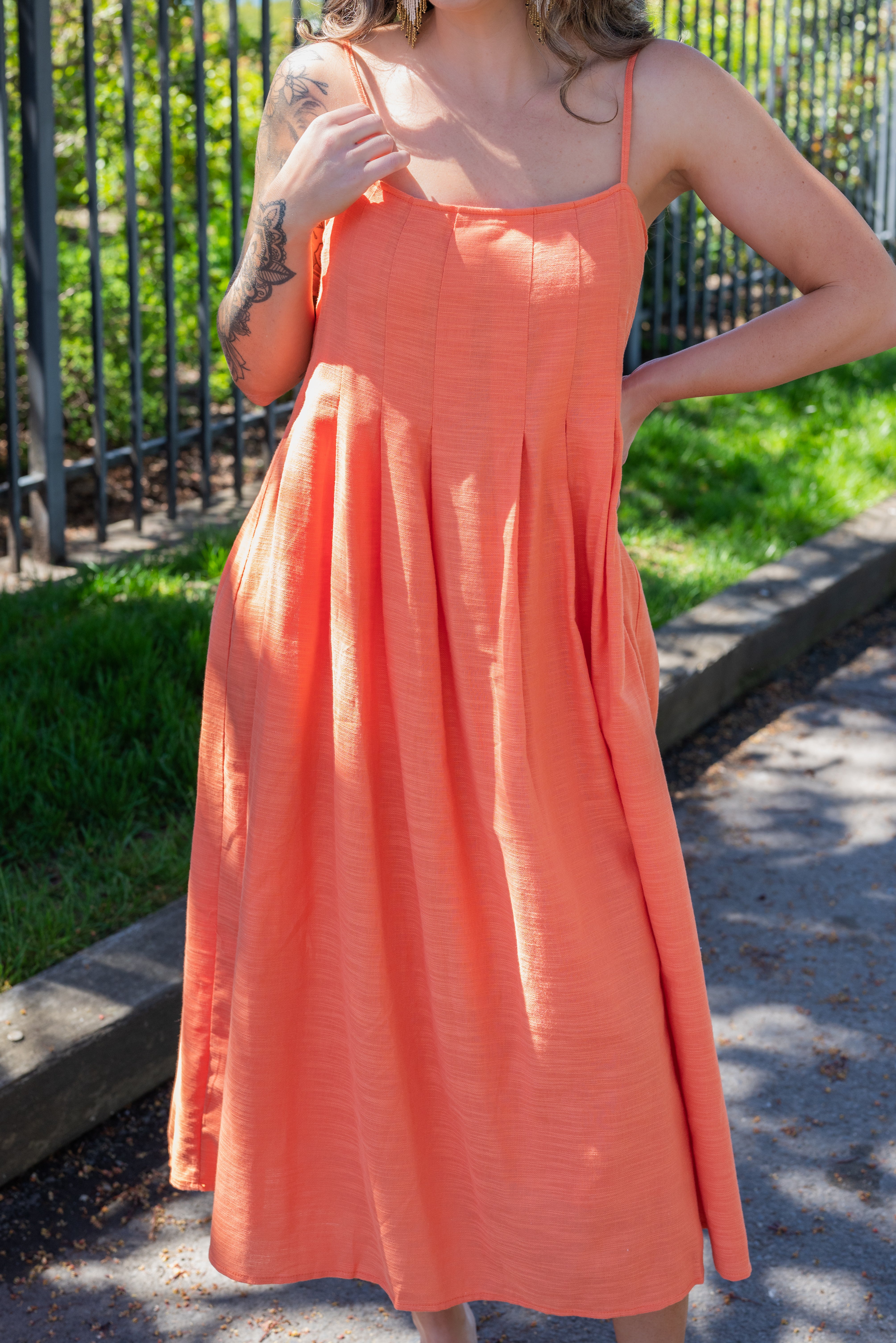 GOOD DAY PLEATED MIDI DRESS