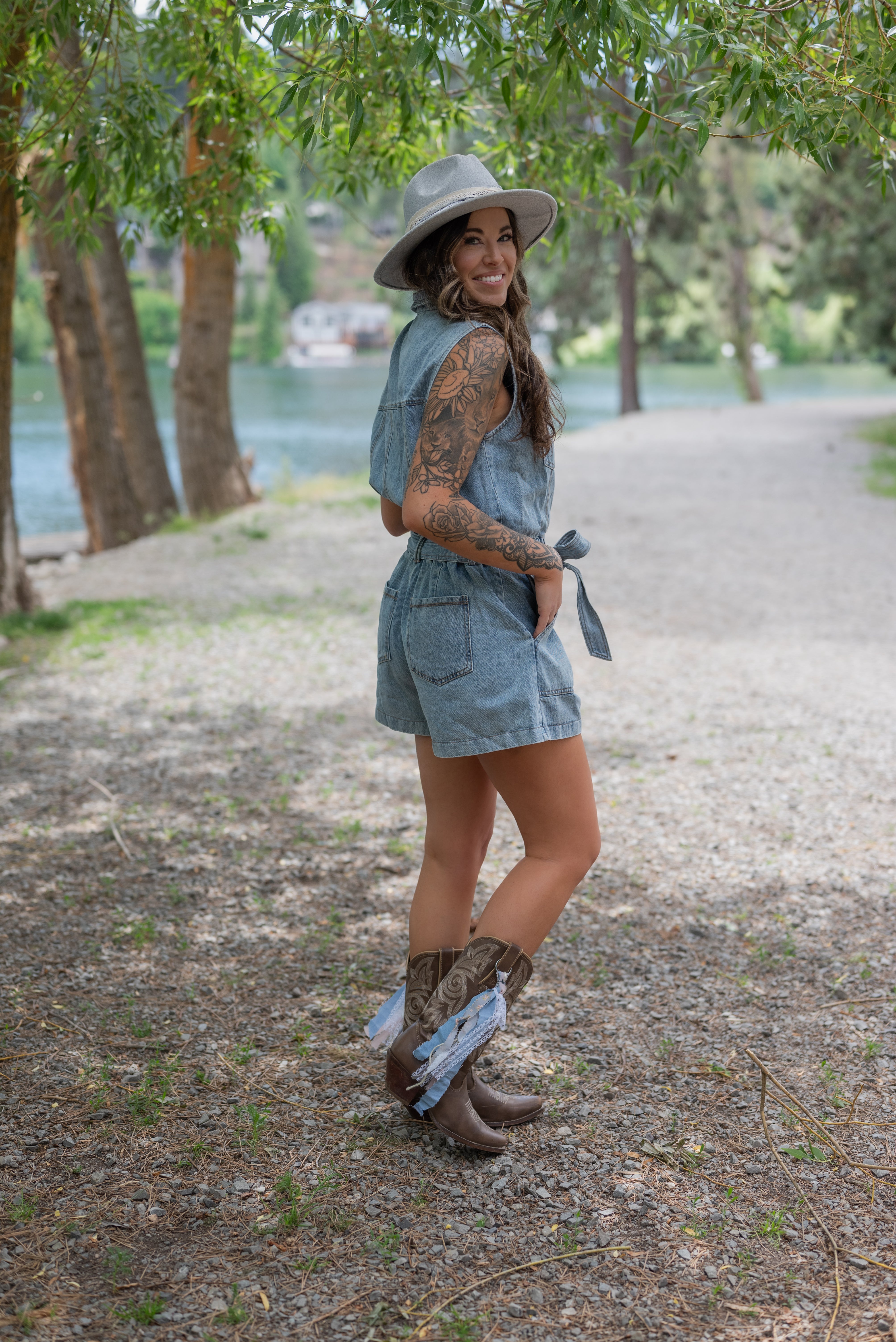 GWEN DENIM ROMPER