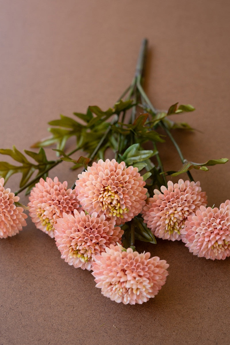 Artificial Light Pink Ball Dahlias