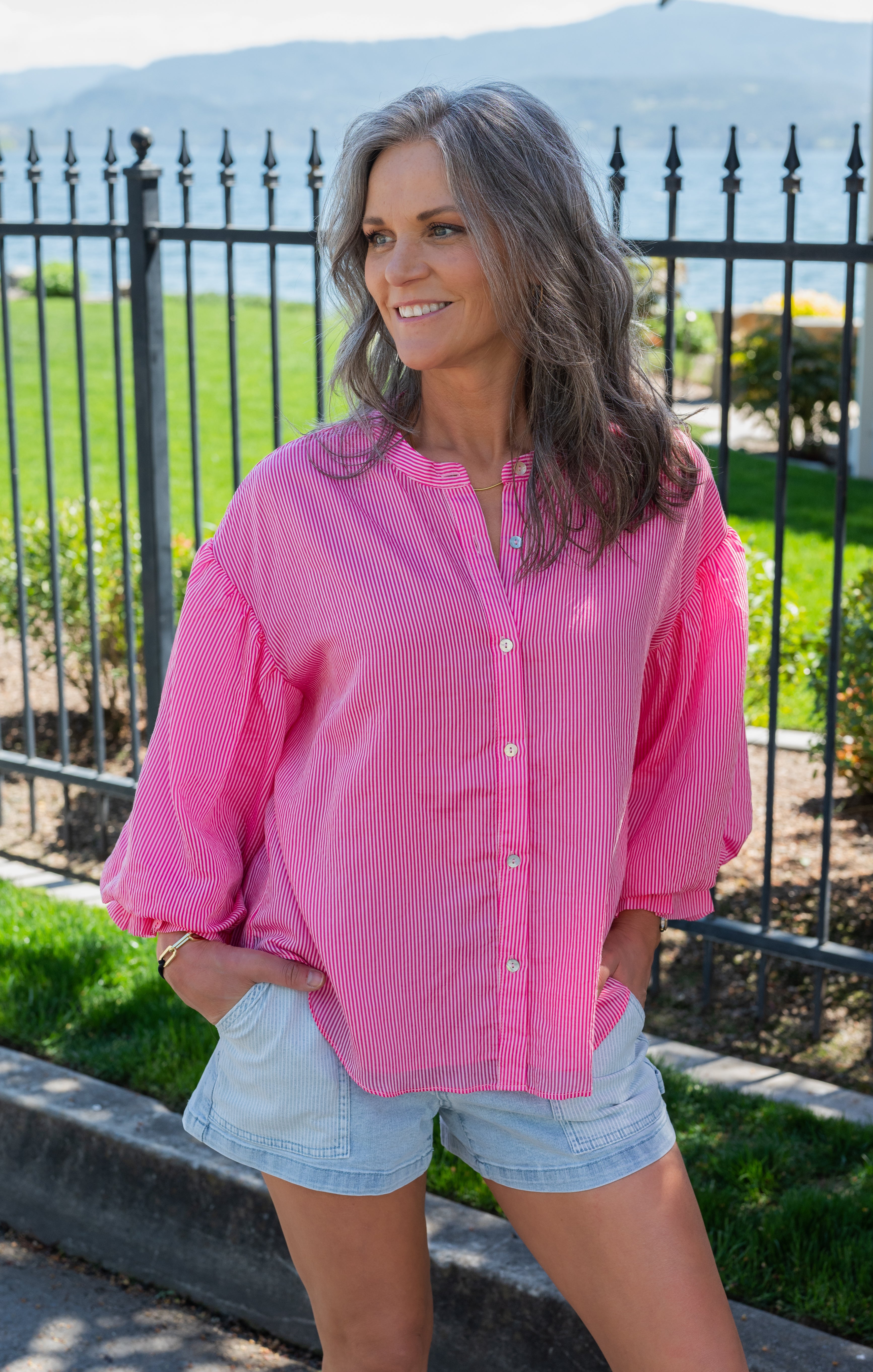 MAURA BUBBLE SLV BLOUSE