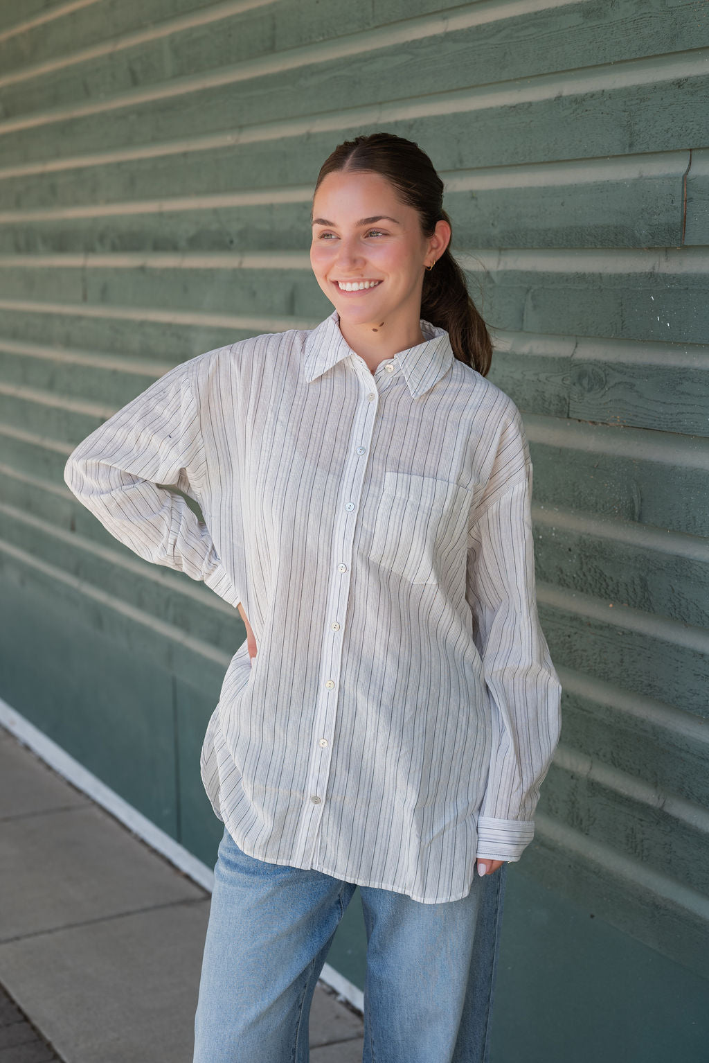 CHARMAINE STRIPE BUTTON DOWN