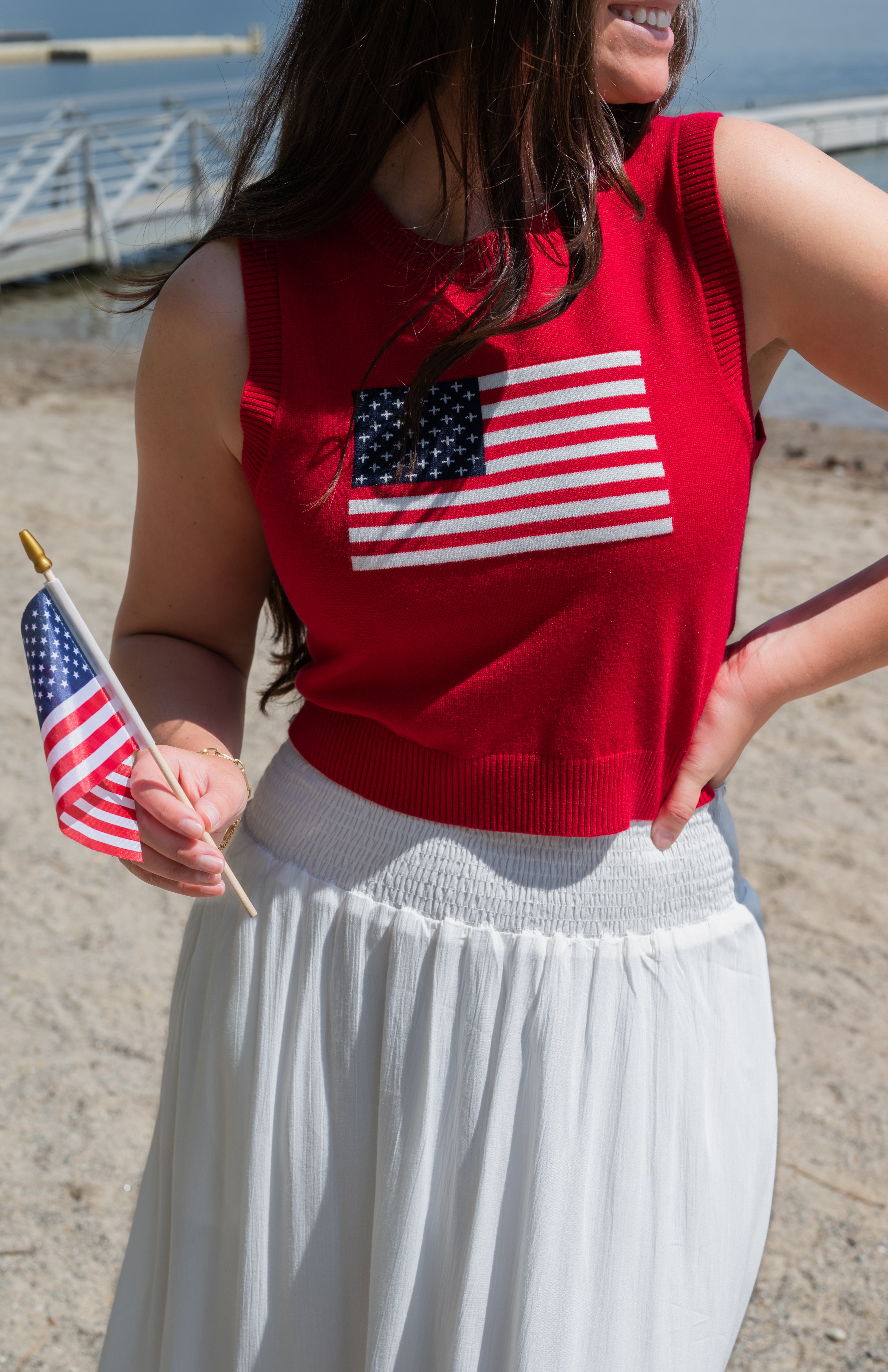 FLAG CROP SWEATER TANK