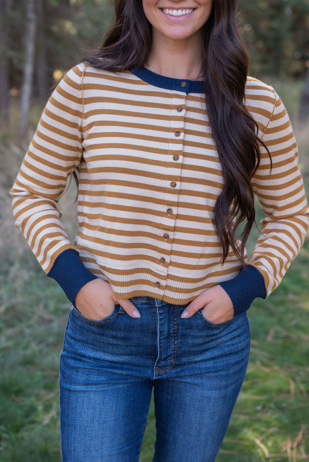 ADRIENNE STRIPE CARDIGAN
